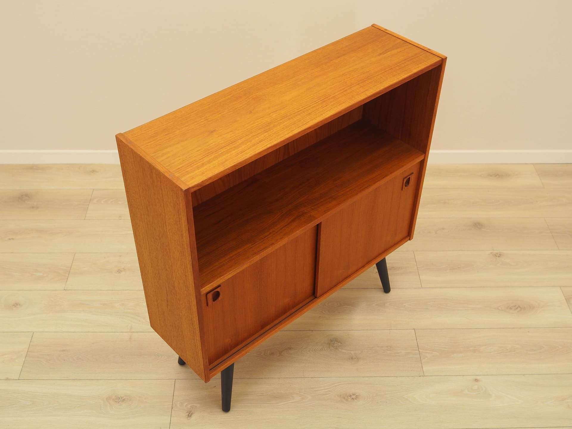 Bookcase, brown teak, black wood, Denmark, 1970s. - 314158
