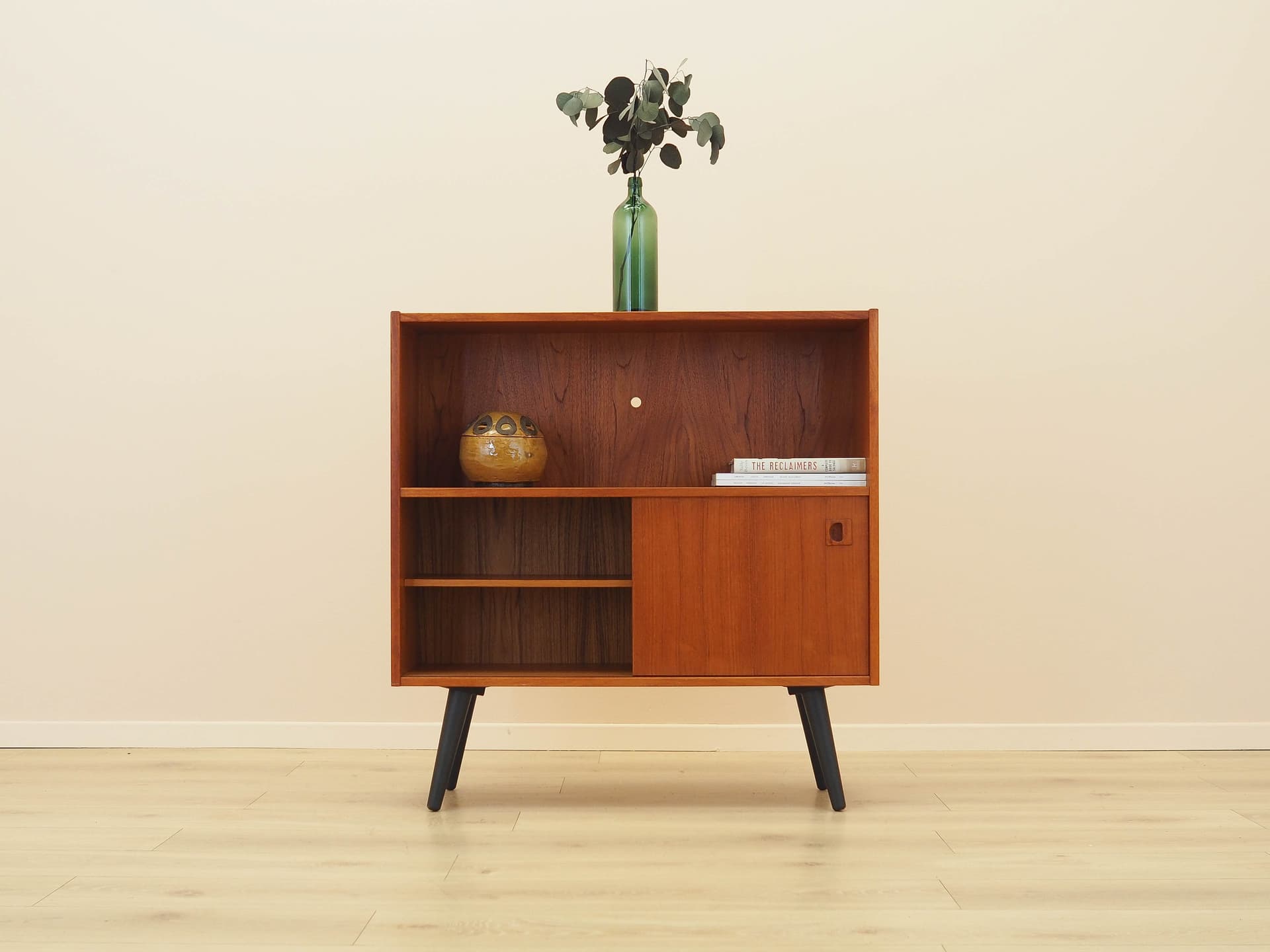 Bookcase, brown teak, black wood, Denmark, 1970s. - 314153