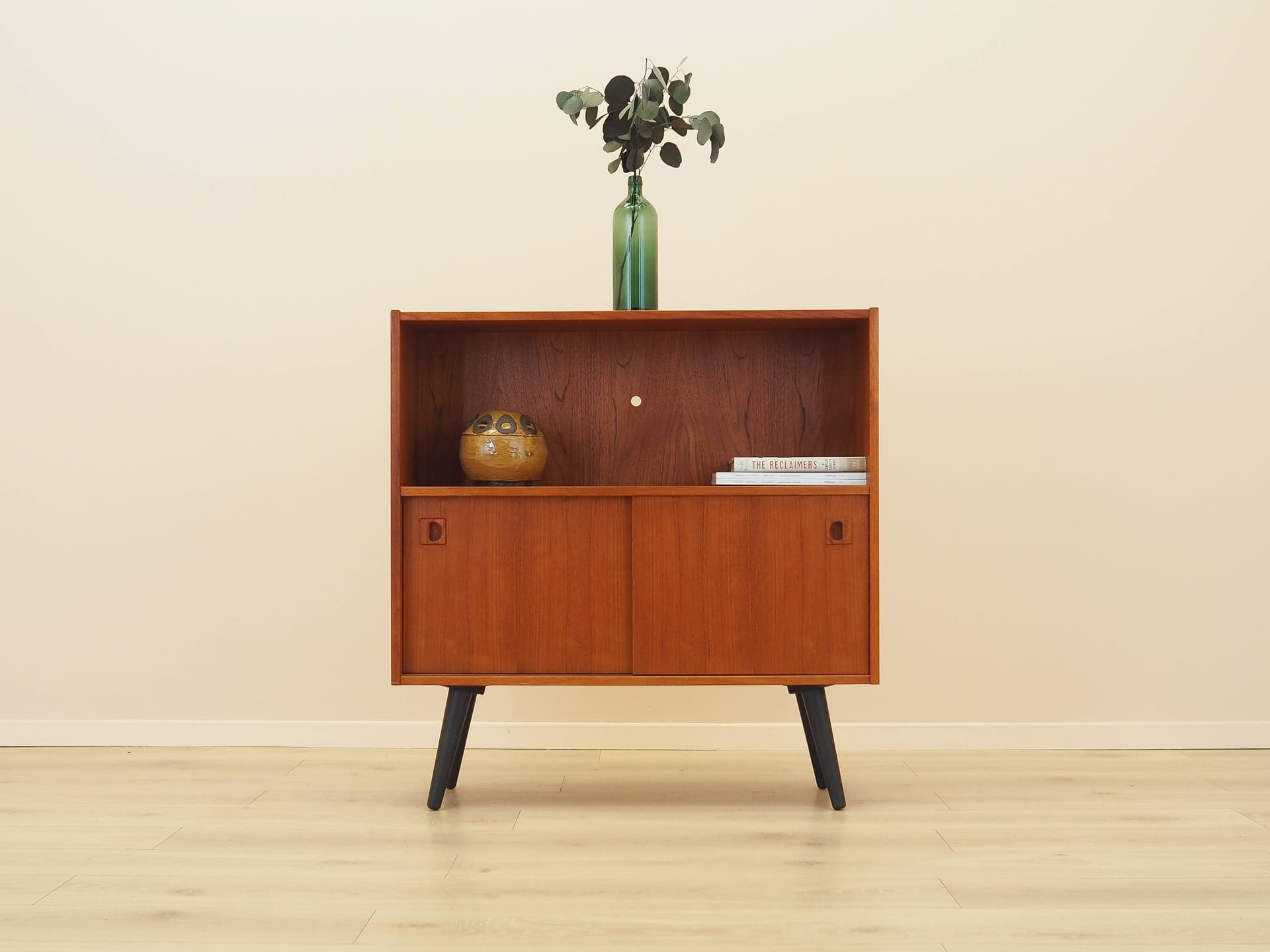 Bookcase, brown teak, black wood, Denmark, 1970s. - 314152