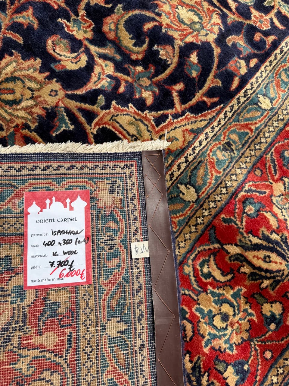 Rug Isfahan 400x300 cm, navy blue, wool, Iran - 314243