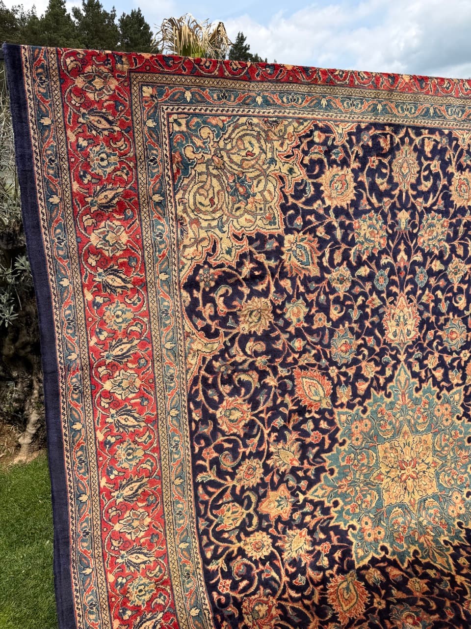 Rug Isfahan 400x300 cm, navy blue, wool, Iran - 314237