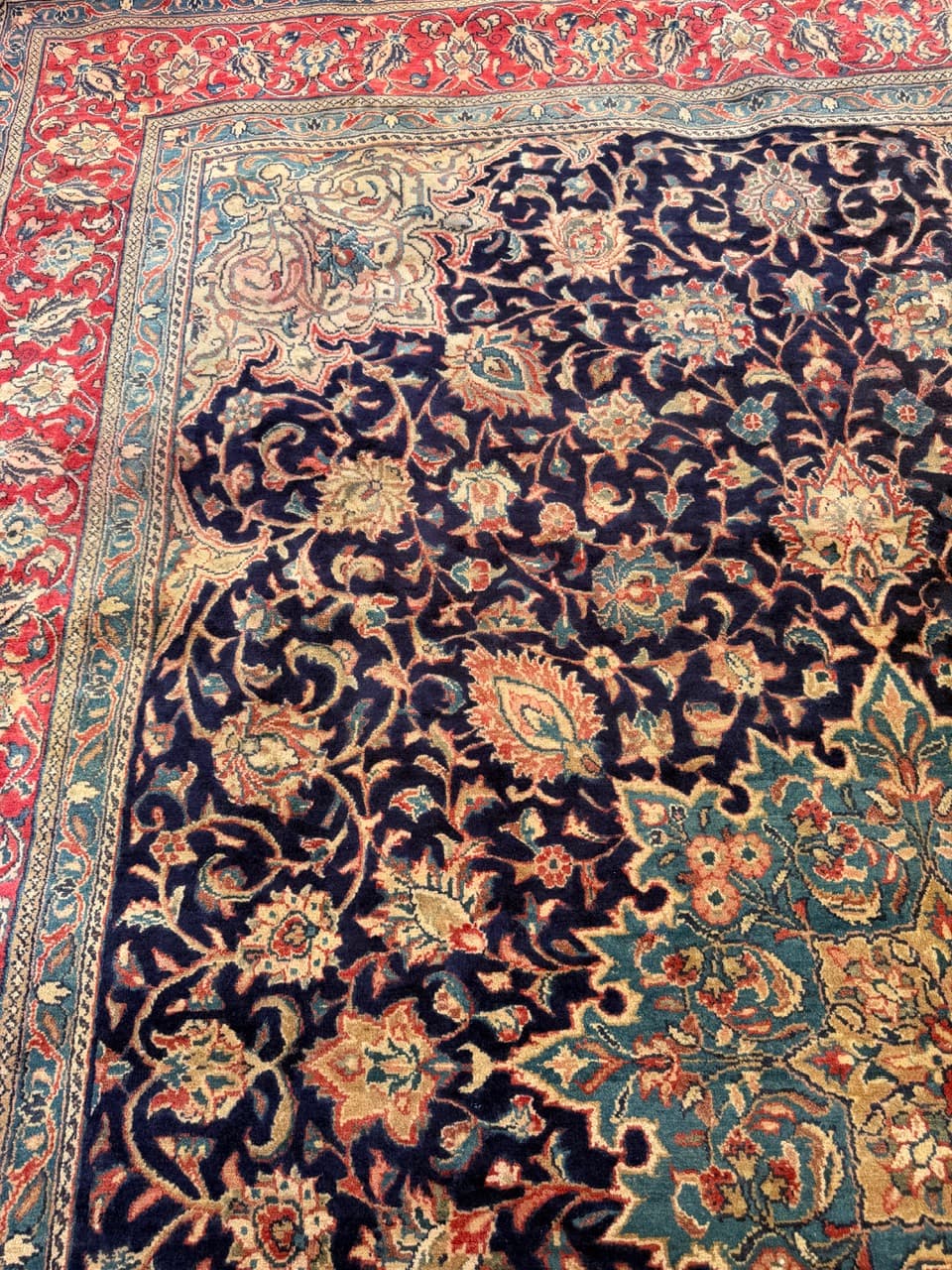 Rug Isfahan 400x300 cm, navy blue, wool, Iran - 314248