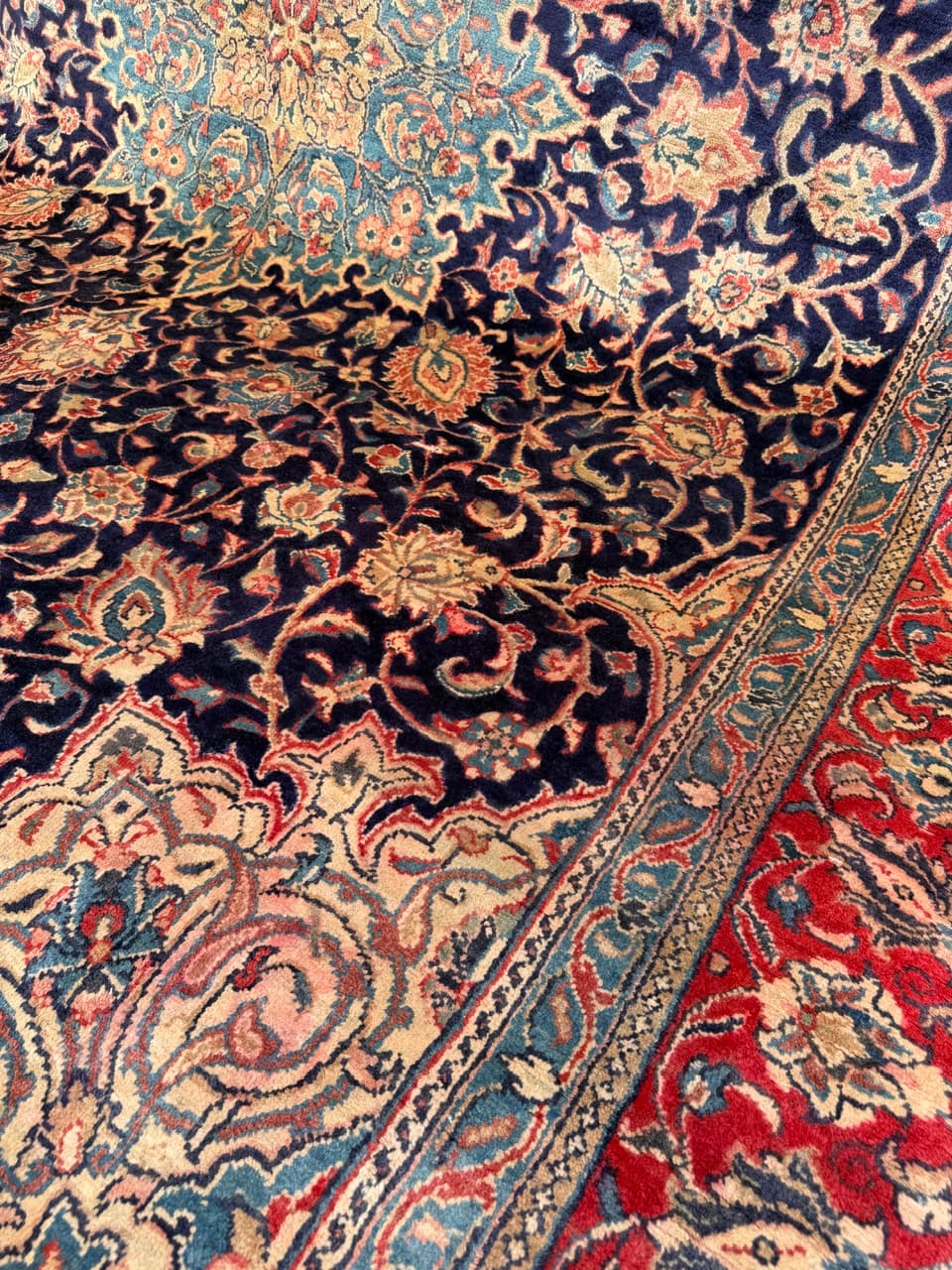 Rug Isfahan 400x300 cm, navy blue, wool, Iran - 314240