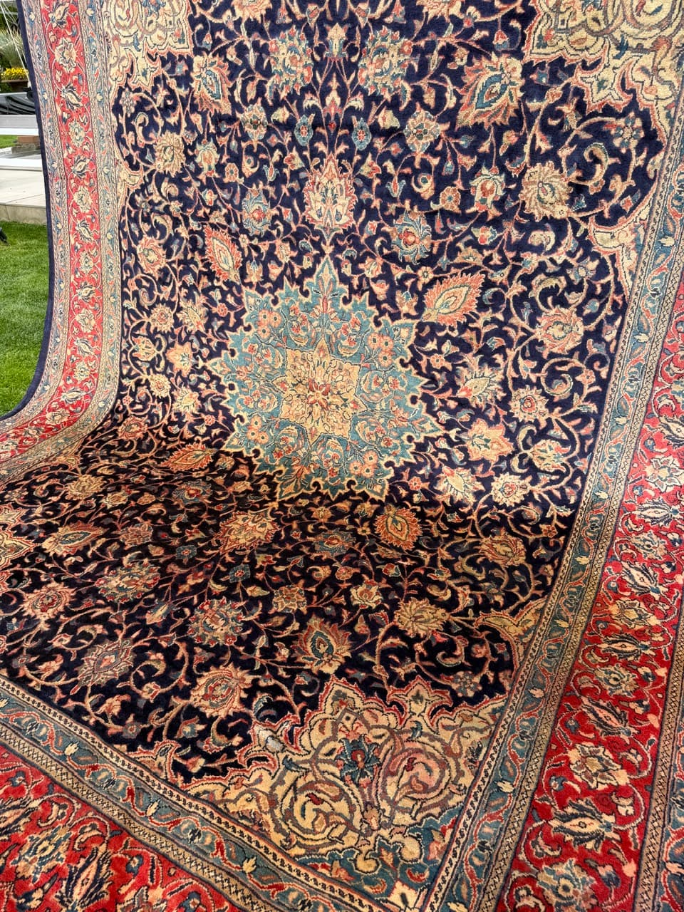 Rug Isfahan 400x300 cm, navy blue, wool, Iran - 314239