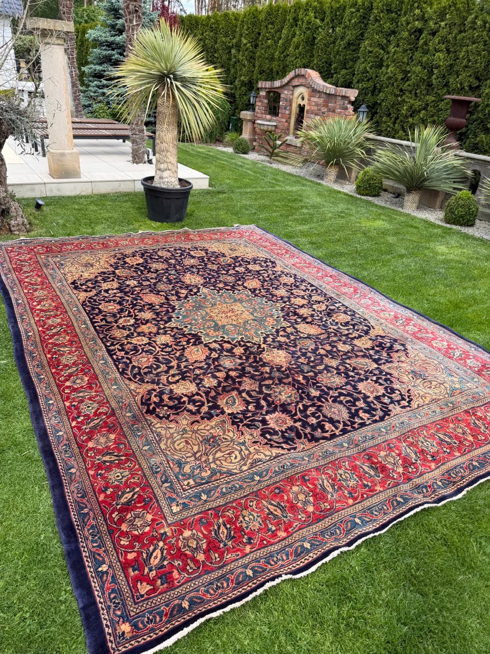 Rug Isfahan 400x300 cm, navy blue, wool, Iran - 314244