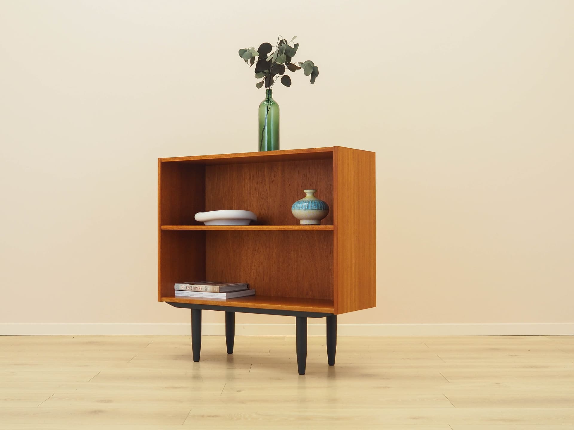 Bookcase, brown teak, black wood, Denmark, 1970s. - 314327