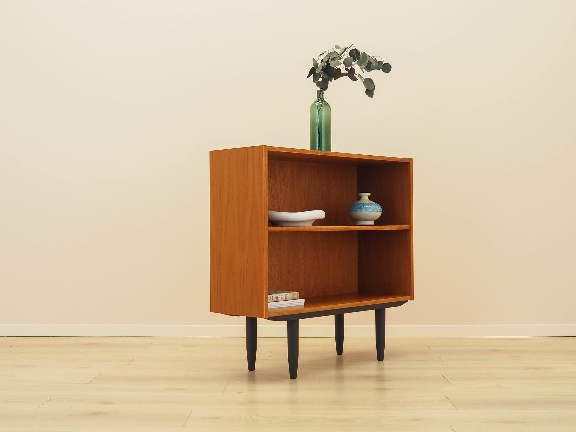 Bookcase, brown teak, black wood, Denmark, 1970s. - 314328