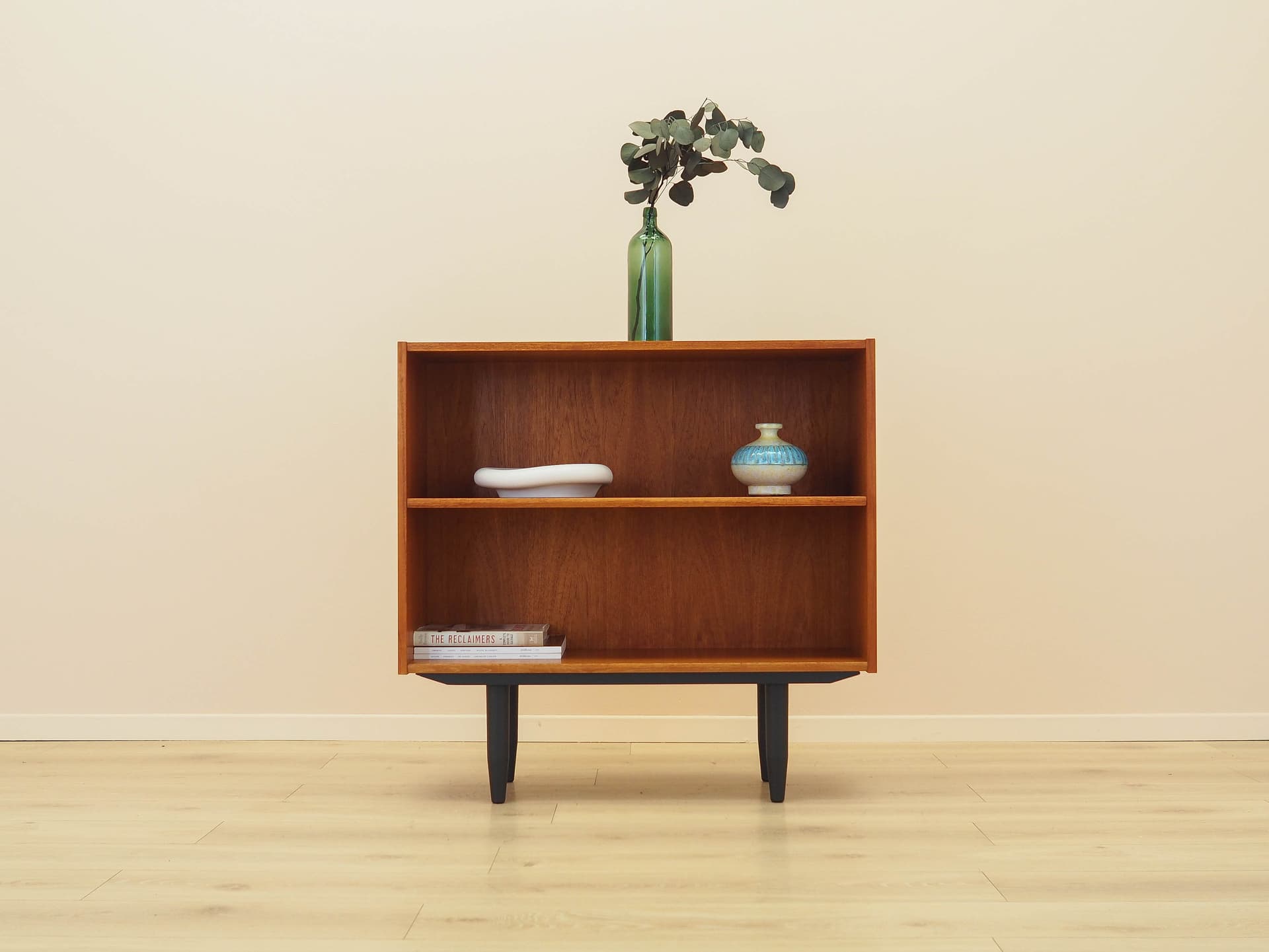 Bookcase, brown teak, black wood, Denmark, 1970s. - 314326