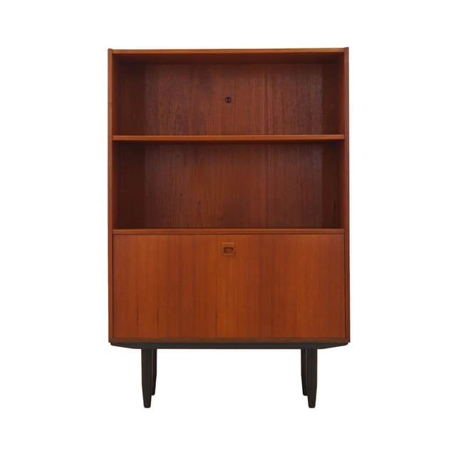 Bookcase, brown teak, black wood, Denmark, 1970s. - DIMENSION