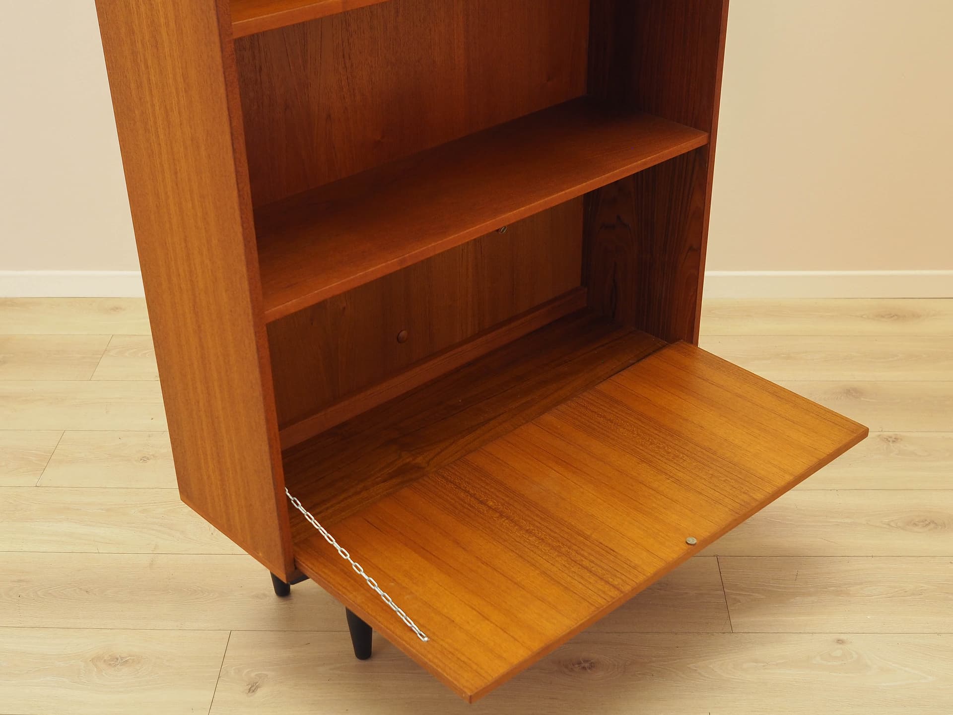 Bookcase, brown teak, black wood, Denmark, 1970s. - 314346
