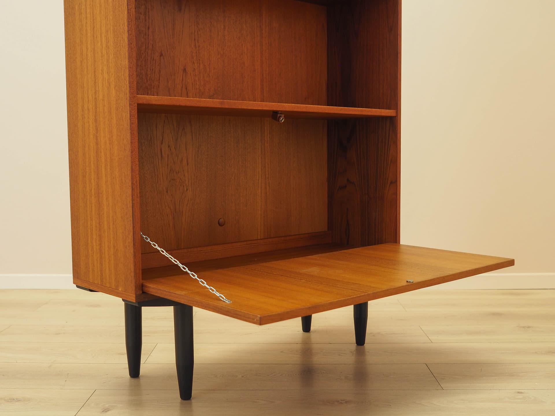 Bookcase, brown teak, black wood, Denmark, 1970s. - 314347