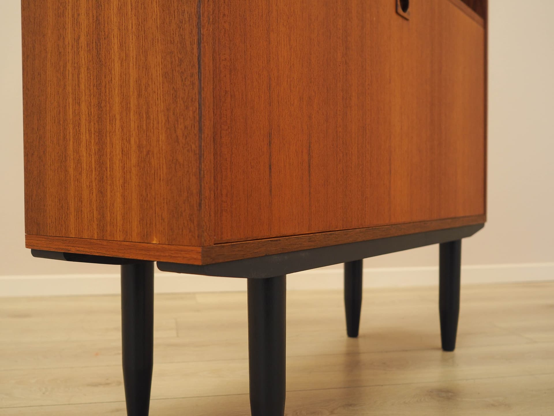 Bookcase, brown teak, black wood, Denmark, 1970s. - 314343