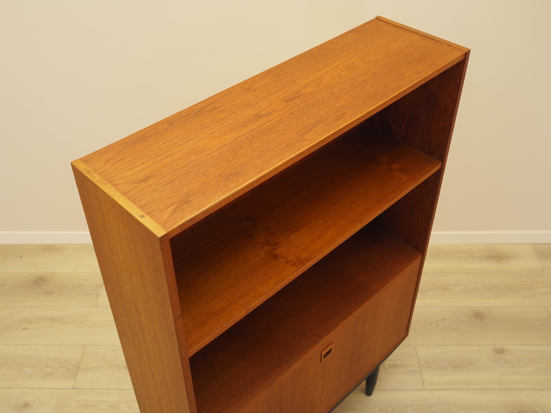 Bookcase, brown teak, black wood, Denmark, 1970s. - 314341