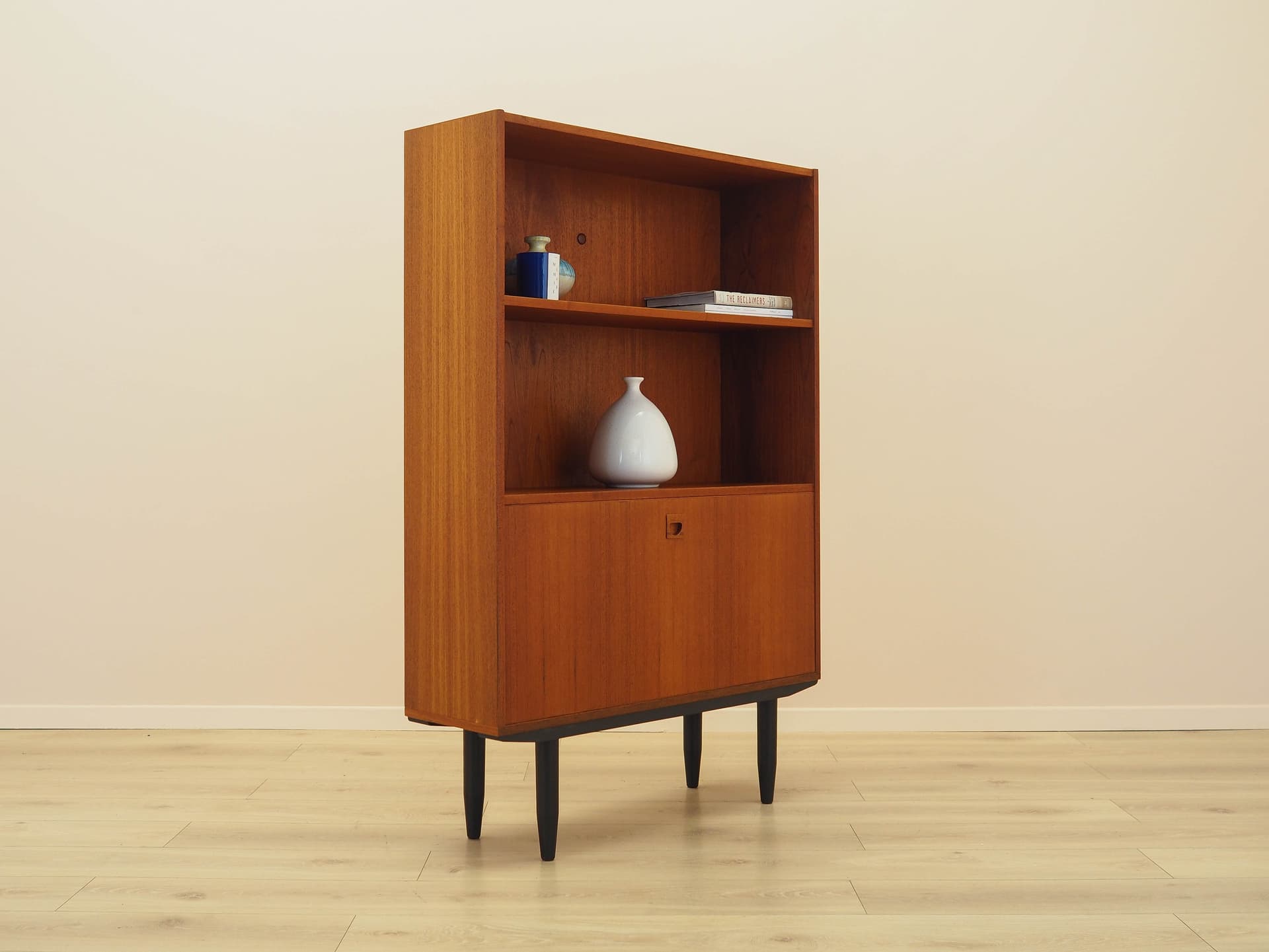 Bookcase, brown teak, black wood, Denmark, 1970s. - 314340