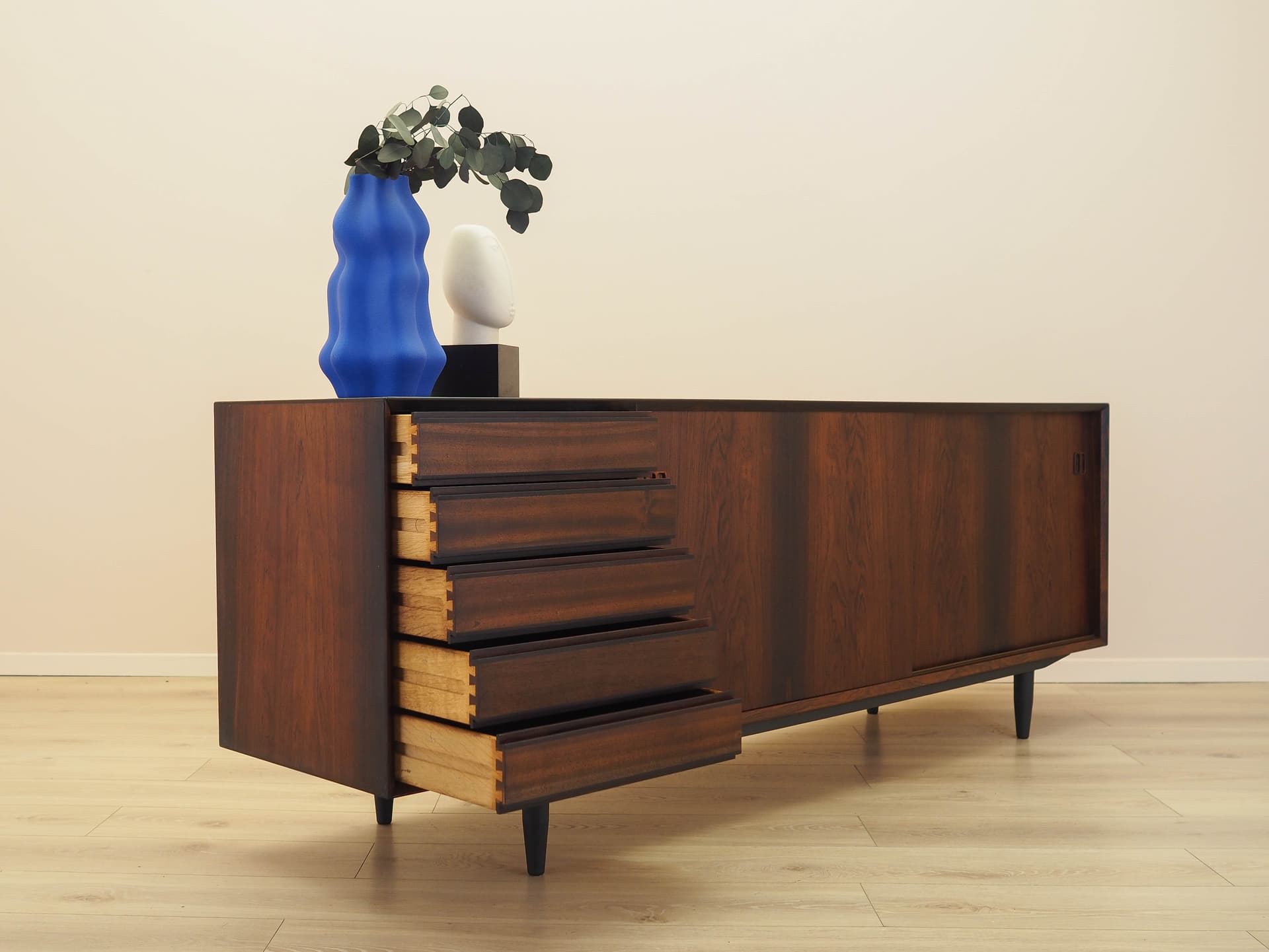 Sideboard, brown rosewood, black wood, Denmark, 1970s. - 314382