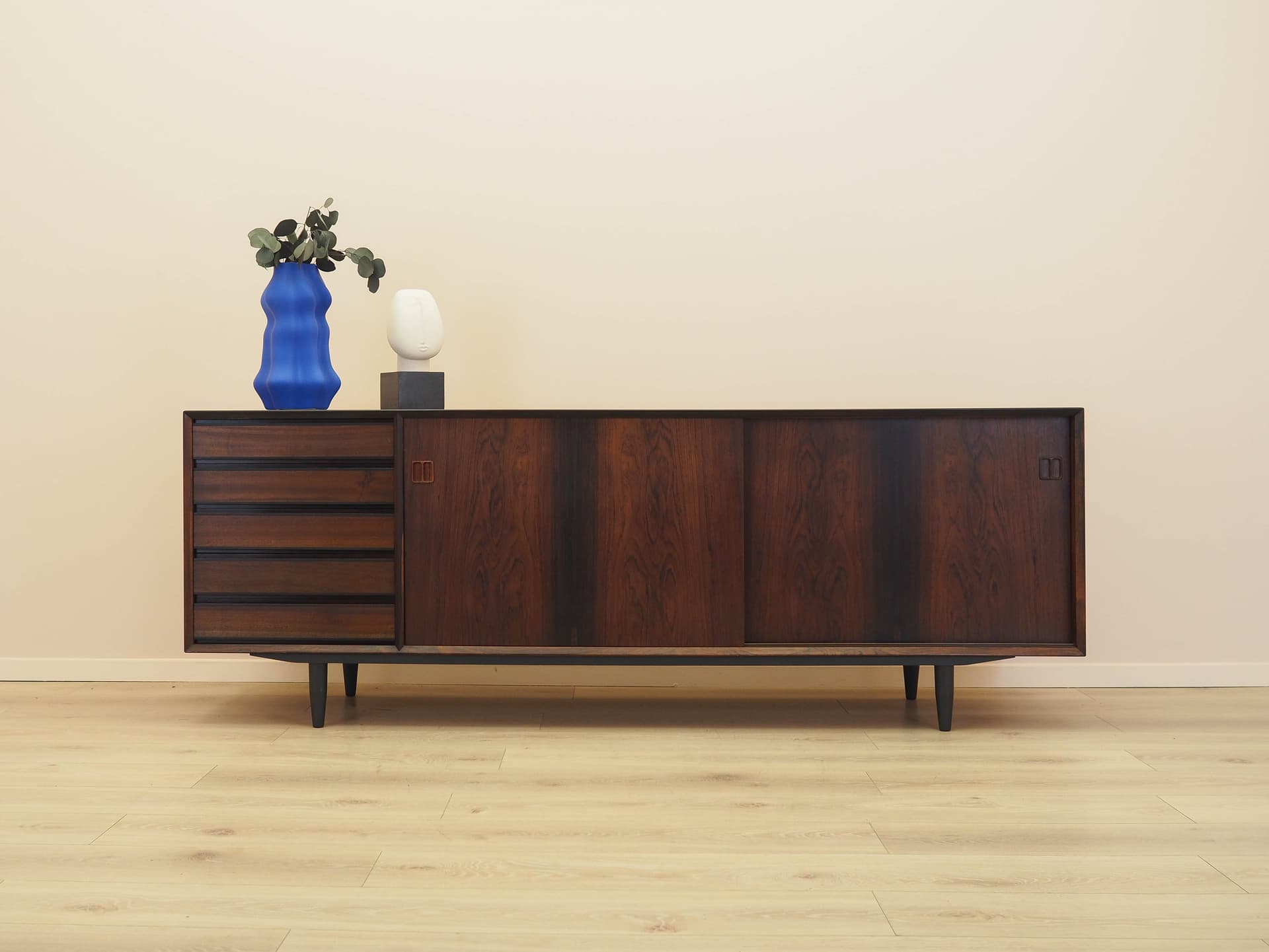 Sideboard, brown rosewood, black wood, Denmark, 1970s. - 314379
