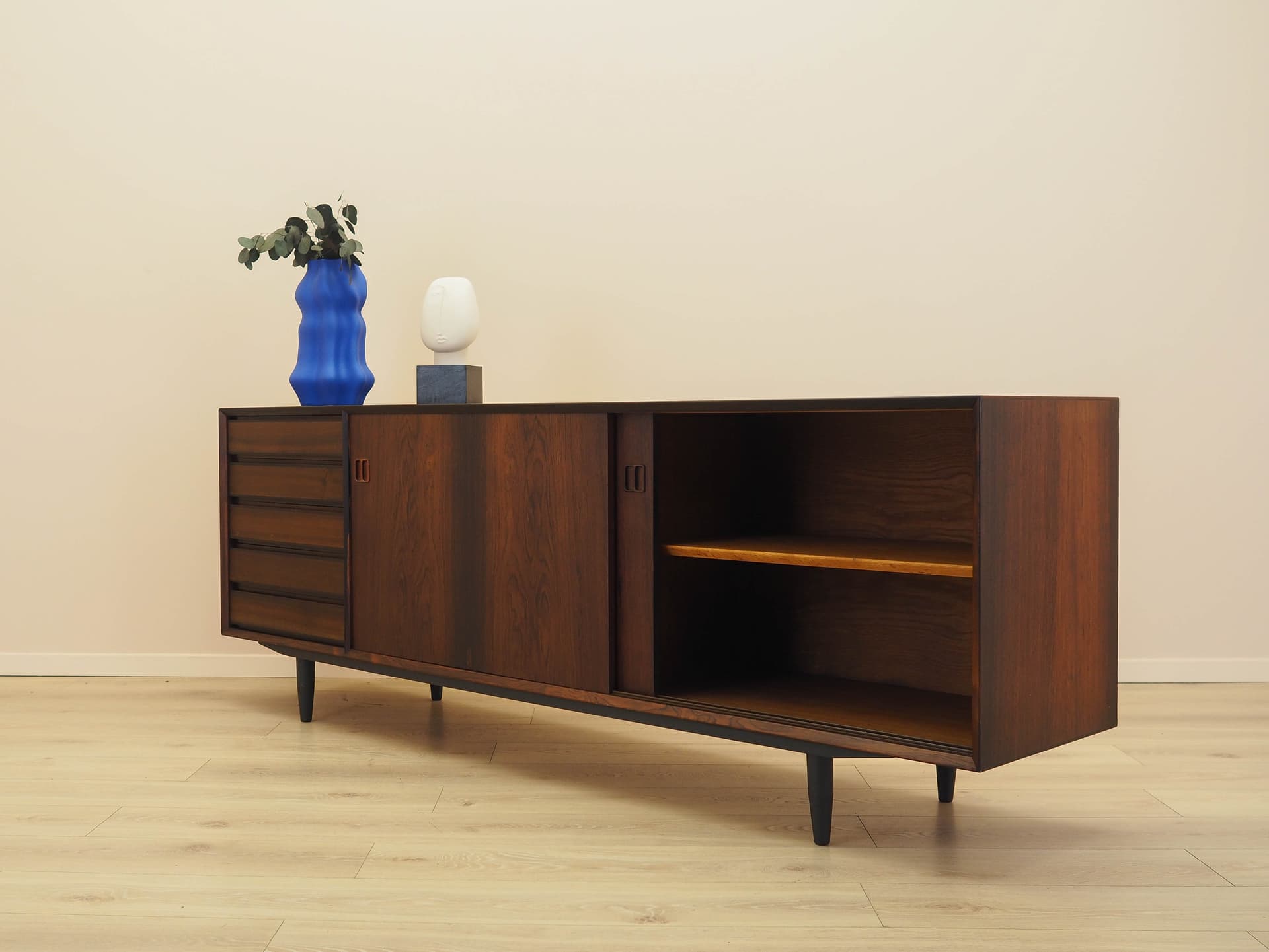 Sideboard, brown rosewood, black wood, Denmark, 1970s. - 314381