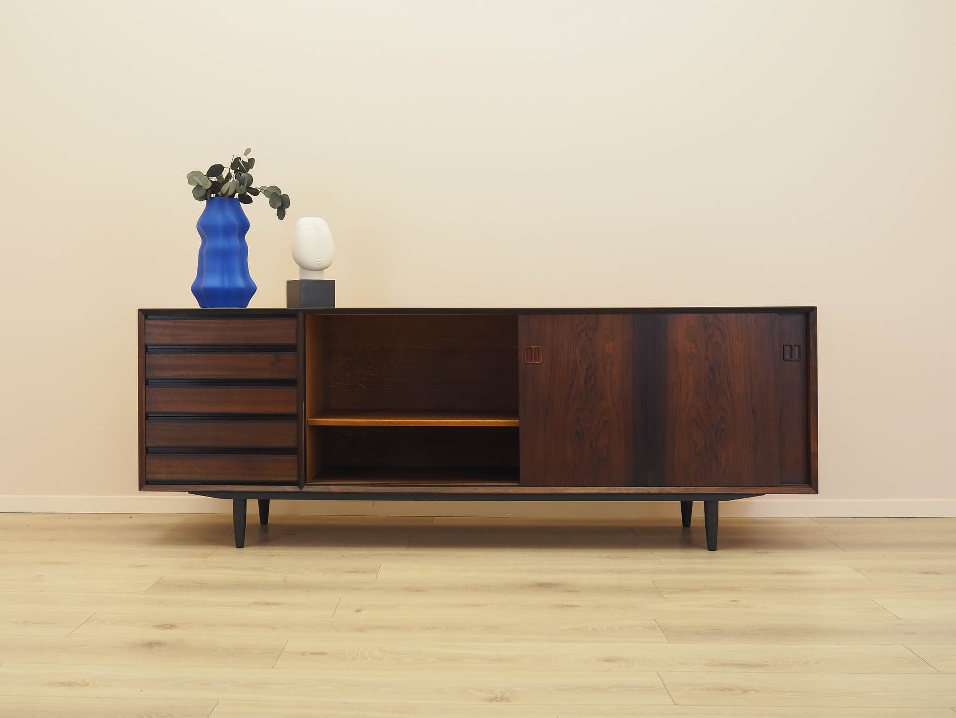 Sideboard, brown rosewood, black wood, Denmark, 1970s. - 314380