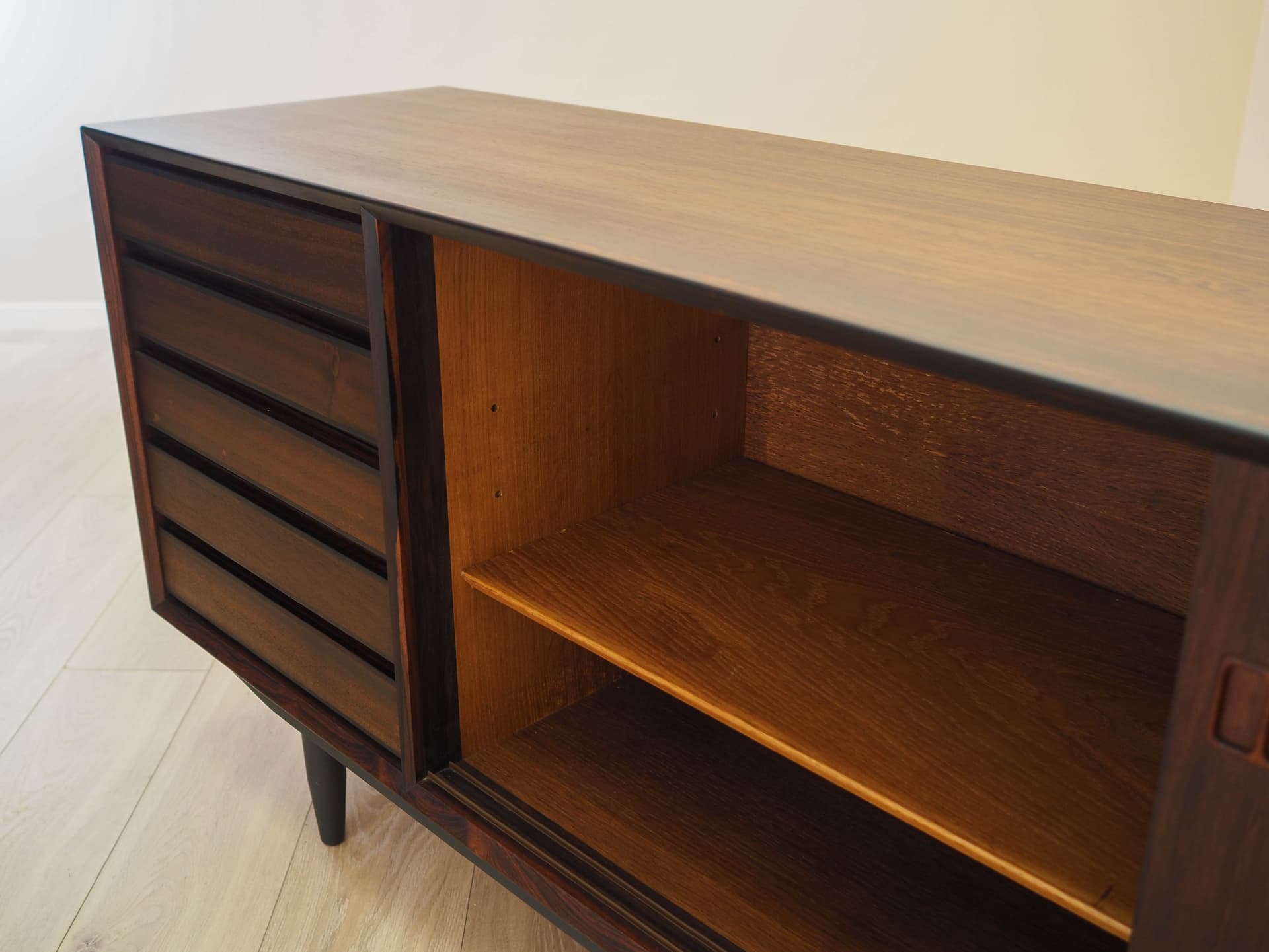 Sideboard, brown rosewood, black wood, Denmark, 1970s. - 314391