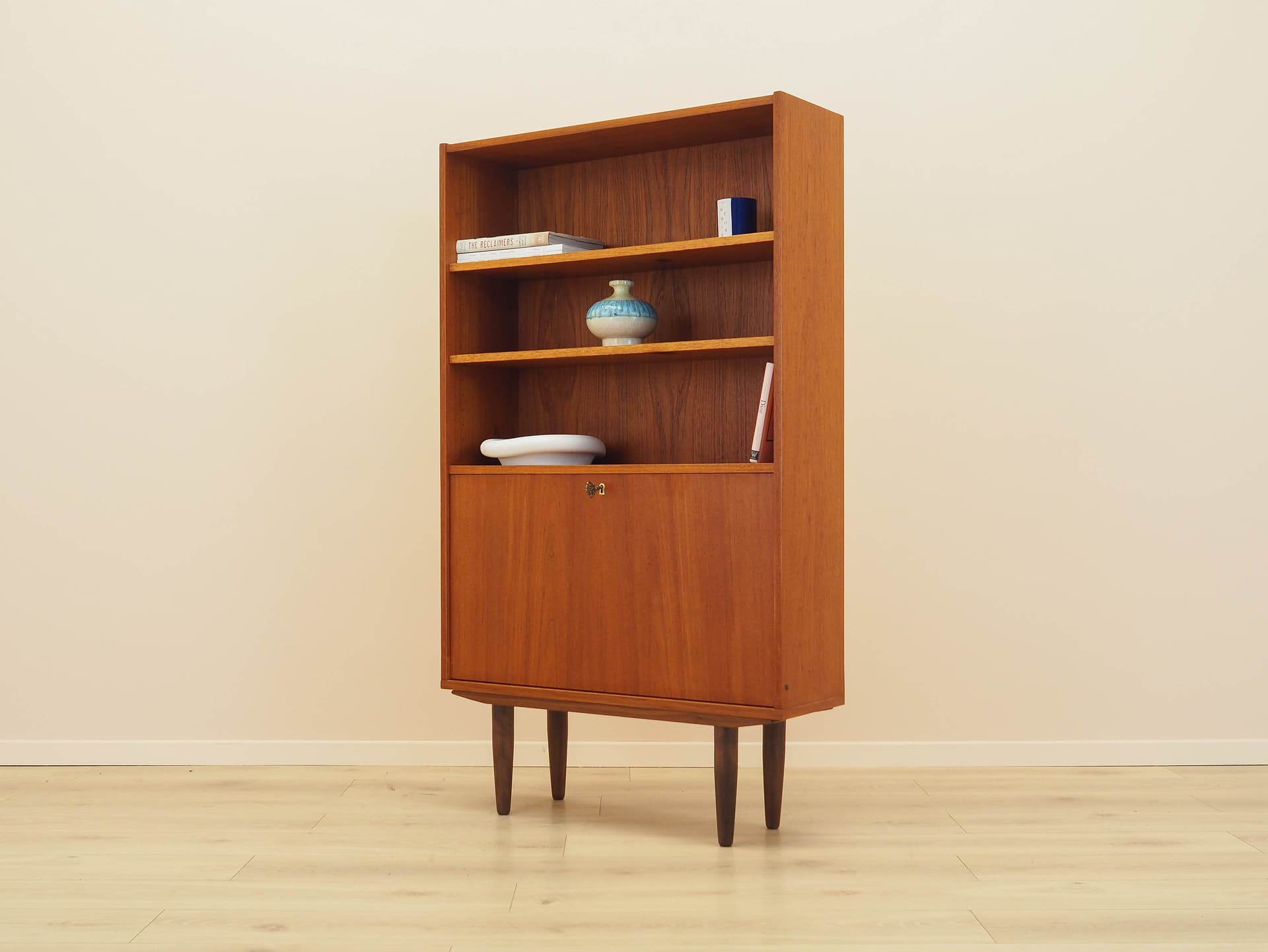 Bookcase, brown teak, brown wood, Denmark, 1970s. - 314396