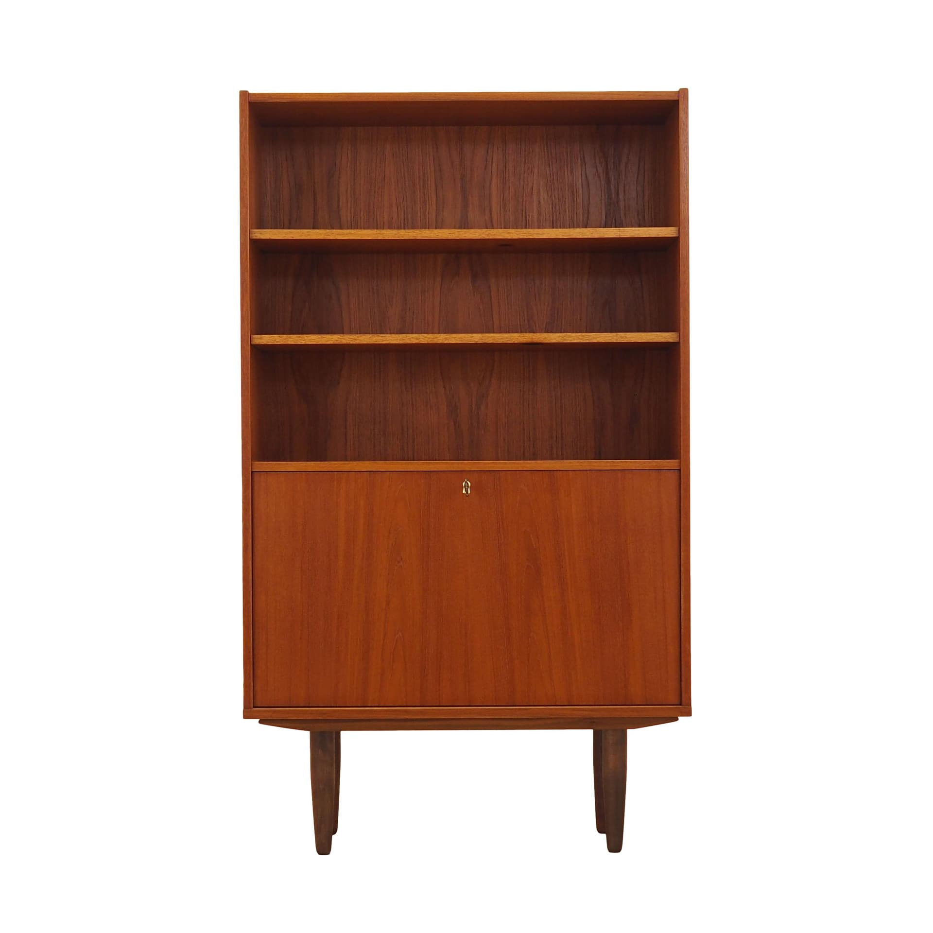 Bookcase, brown teak, brown wood, Denmark, 1970s.