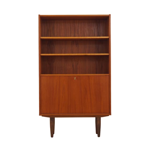 Bookcase, brown teak, brown wood, Denmark, 1970s. - DIMENSION