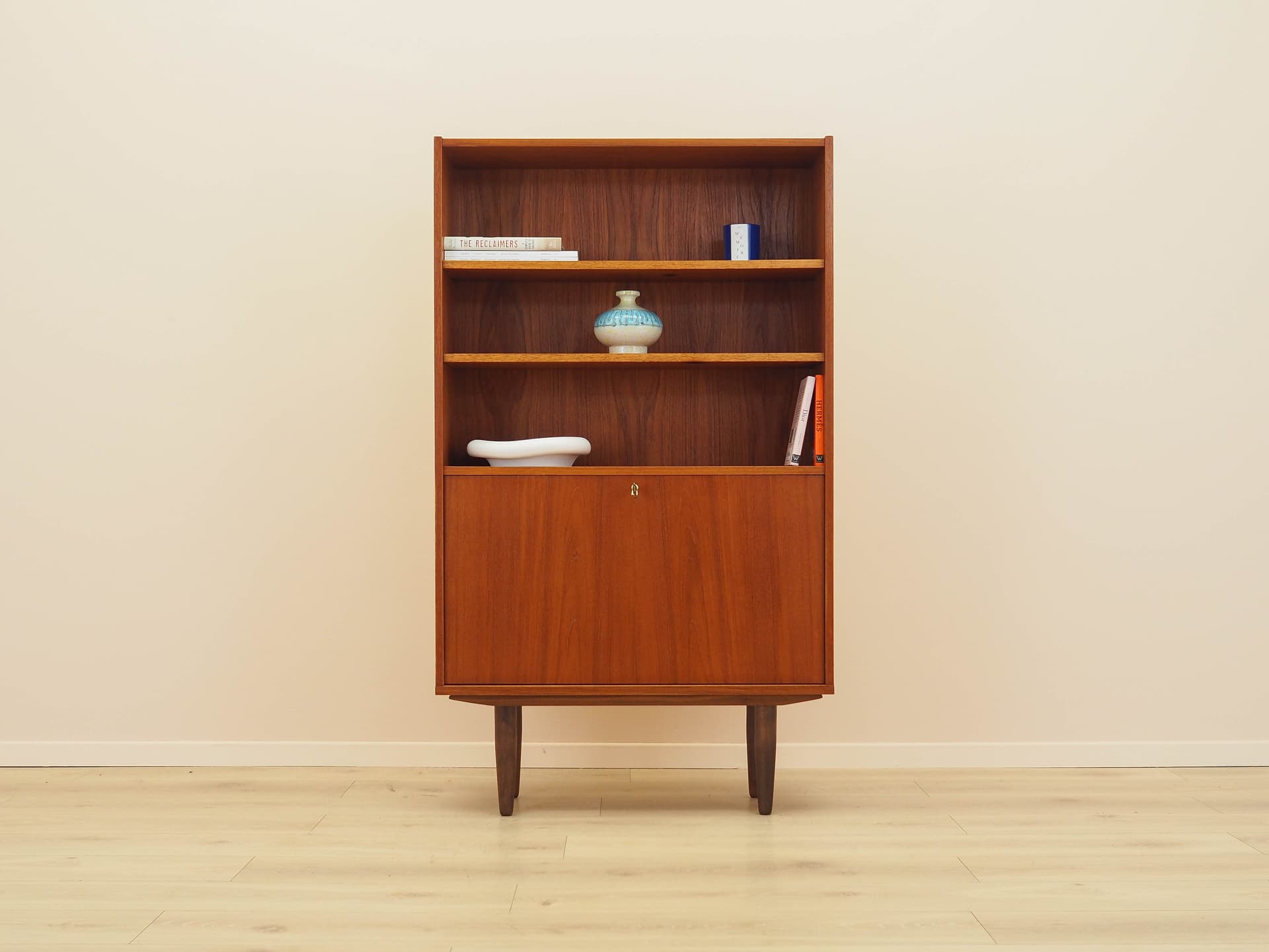 Bookcase, brown teak, brown wood, Denmark, 1970s. - 314394