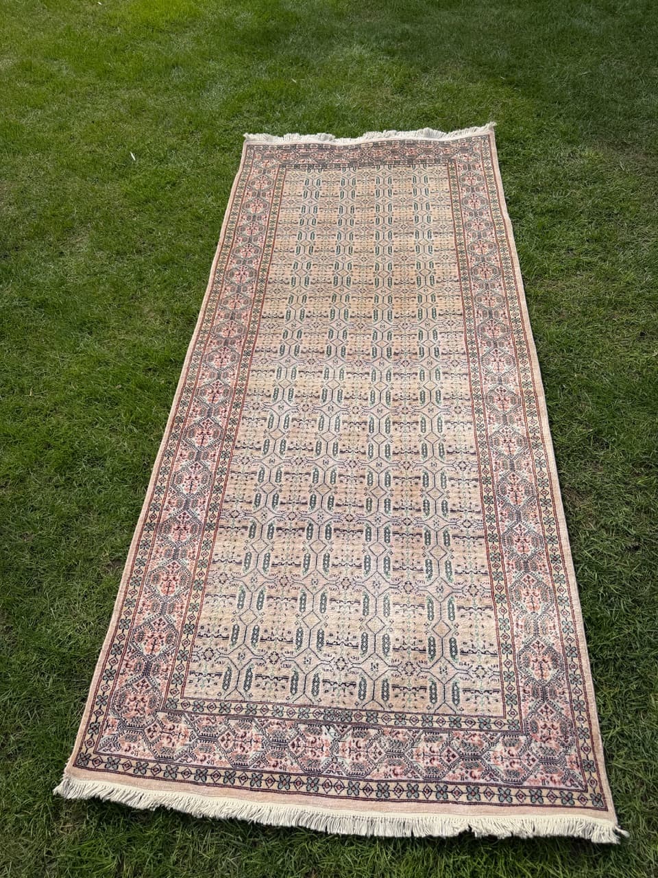 Runner Ghoum/Qom 230x97 cm, beige, silk, cotton, Iran - 314430