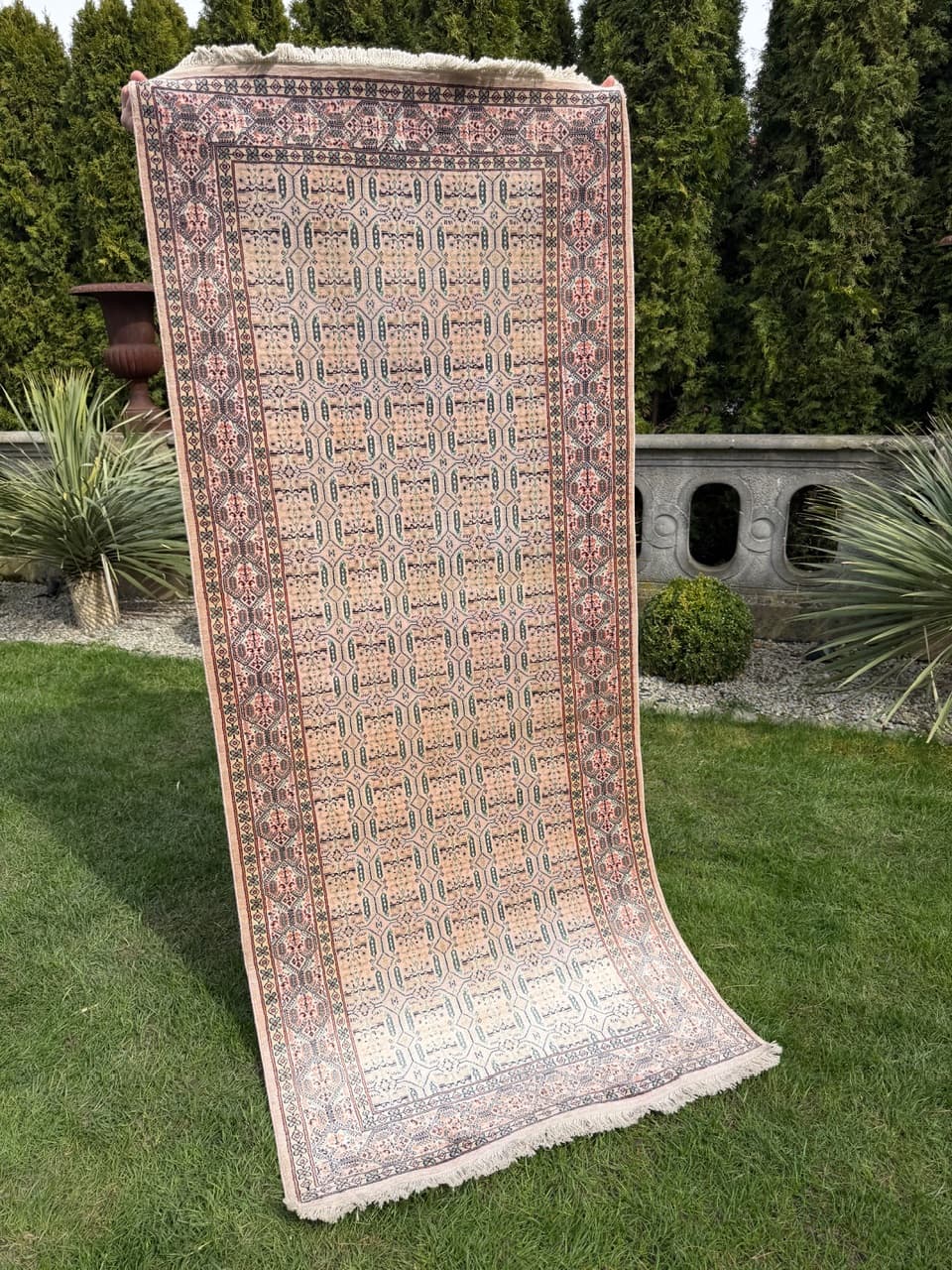 Runner Ghoum/Qom 230x97 cm, beige, silk, cotton, Iran - 314422