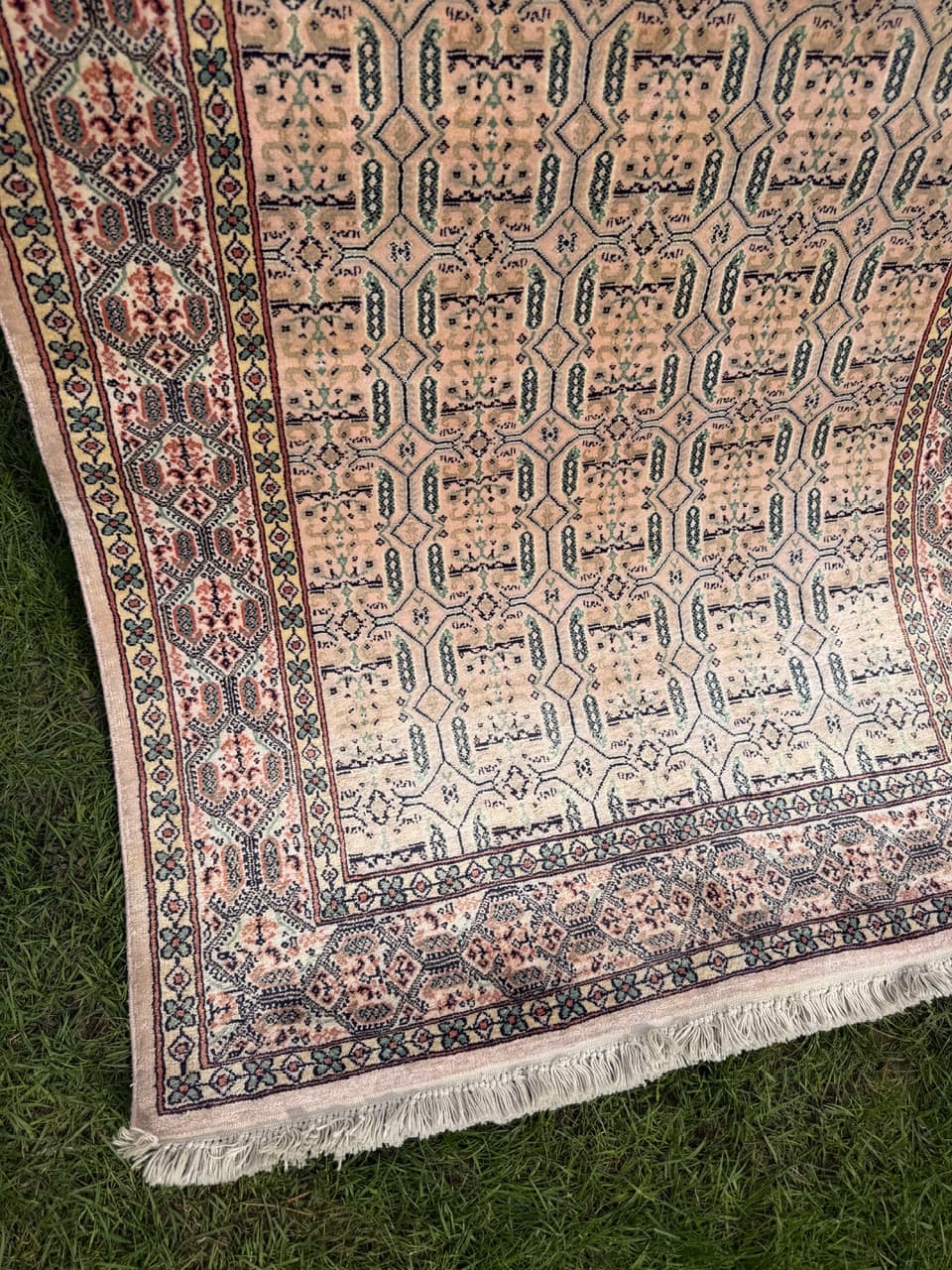 Runner Ghoum/Qom 230x97 cm, beige, silk, cotton, Iran - 314423