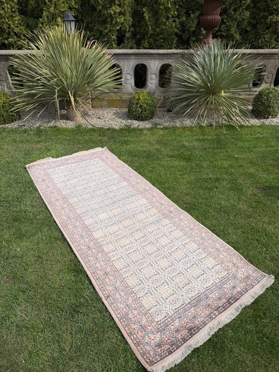 Runner Ghoum/Qom 230x97 cm, beige, silk, cotton, Iran - 314432