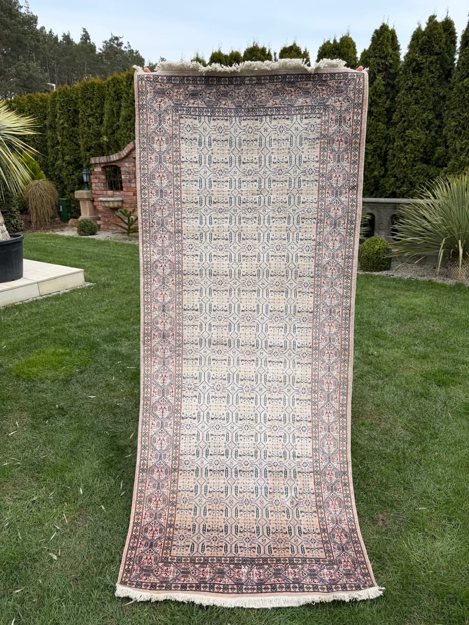 Runner Ghoum/Qom 230x97 cm, beige, silk, cotton, Iran - 314420