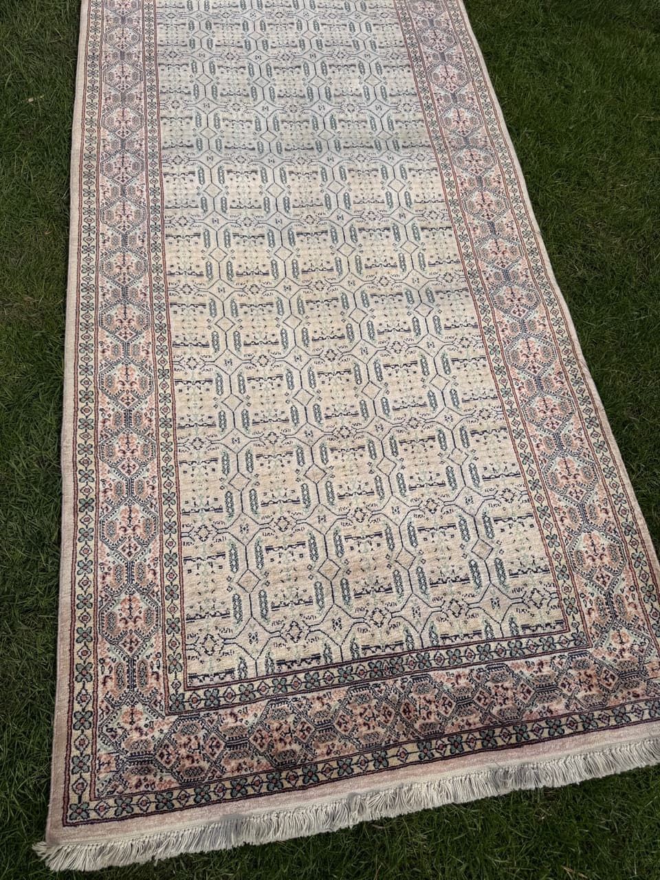 Runner Ghoum/Qom 230x97 cm, beige, silk, cotton, Iran - 314429