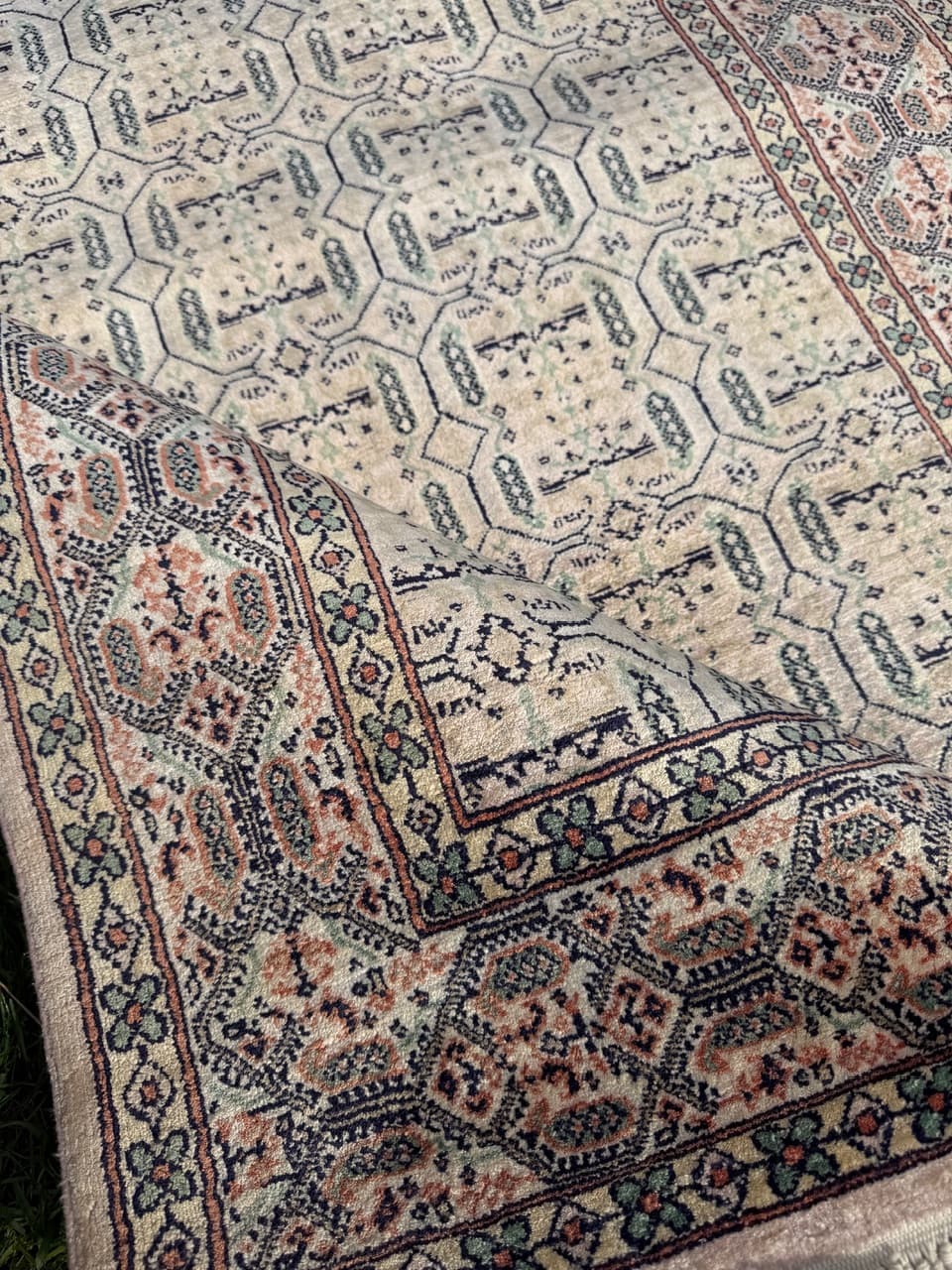 Runner Ghoum/Qom 230x97 cm, beige, silk, cotton, Iran - 314433