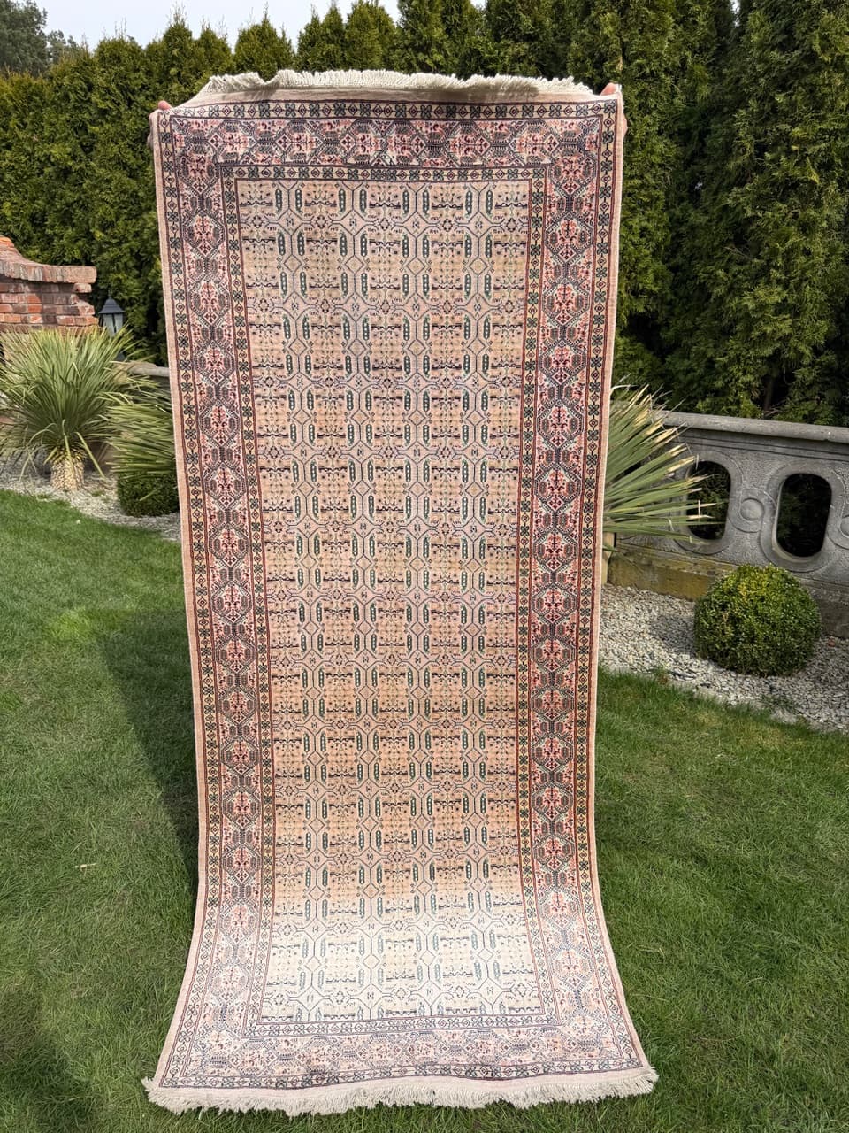 Runner Ghoum/Qom 230x97 cm, beige, silk, cotton, Iran - 314425