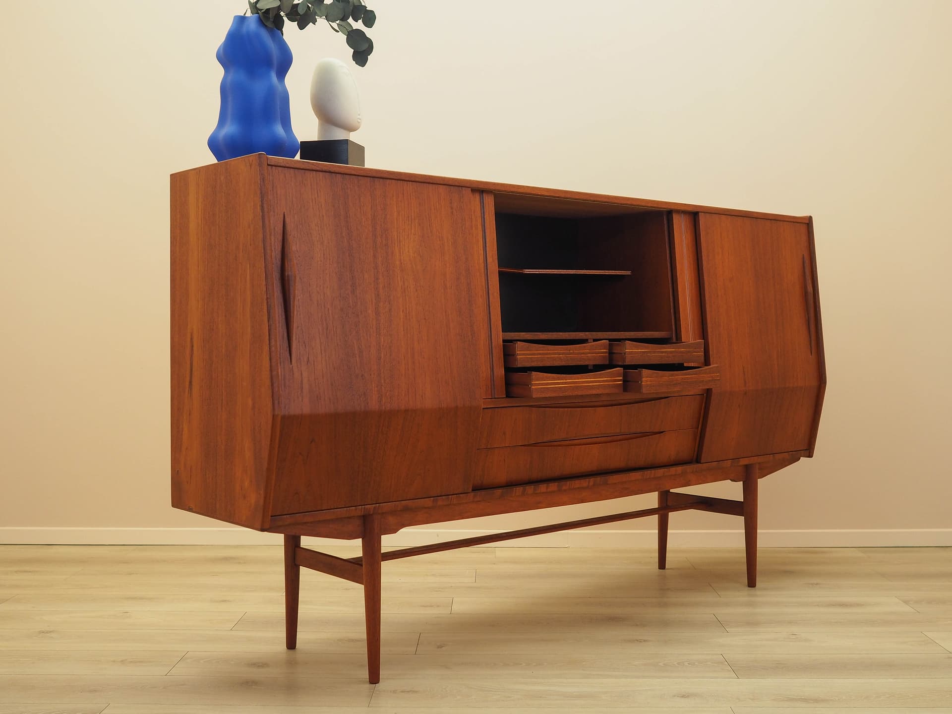 Highboard, teak, brown, Denmark, 1960s. - 314517