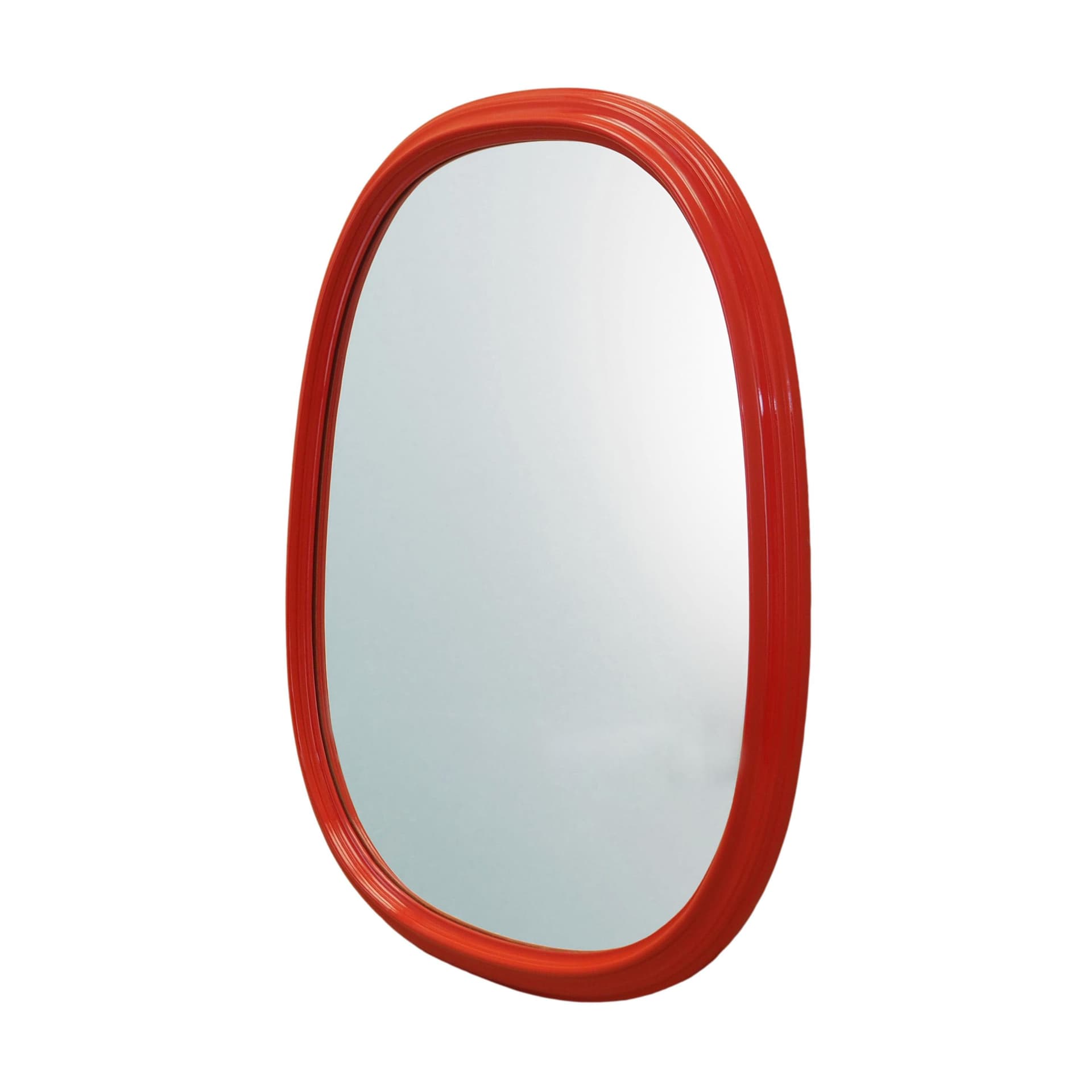 Wall Mirror, red, wood, glass, Denmark, 1970s.