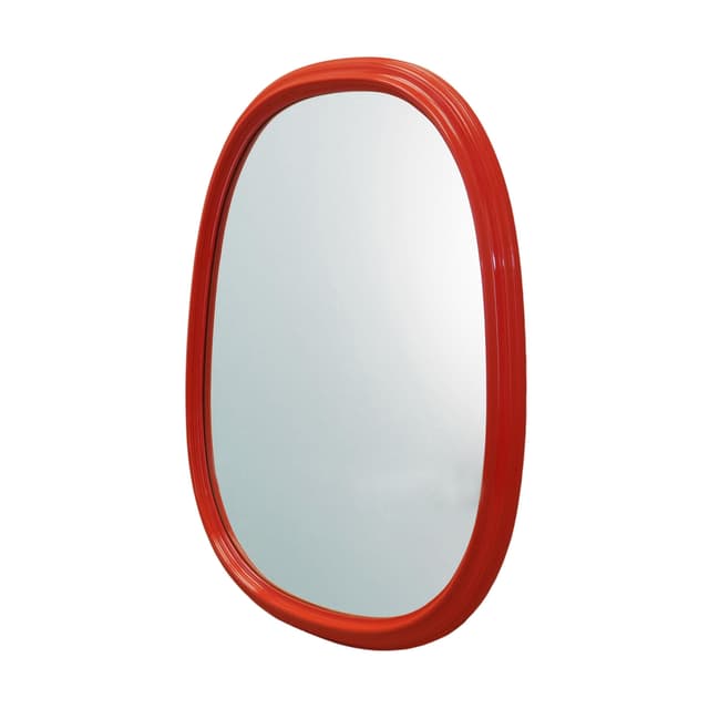Wall Mirror, red, wood, glass, Denmark, 1970s. - DIMENSION