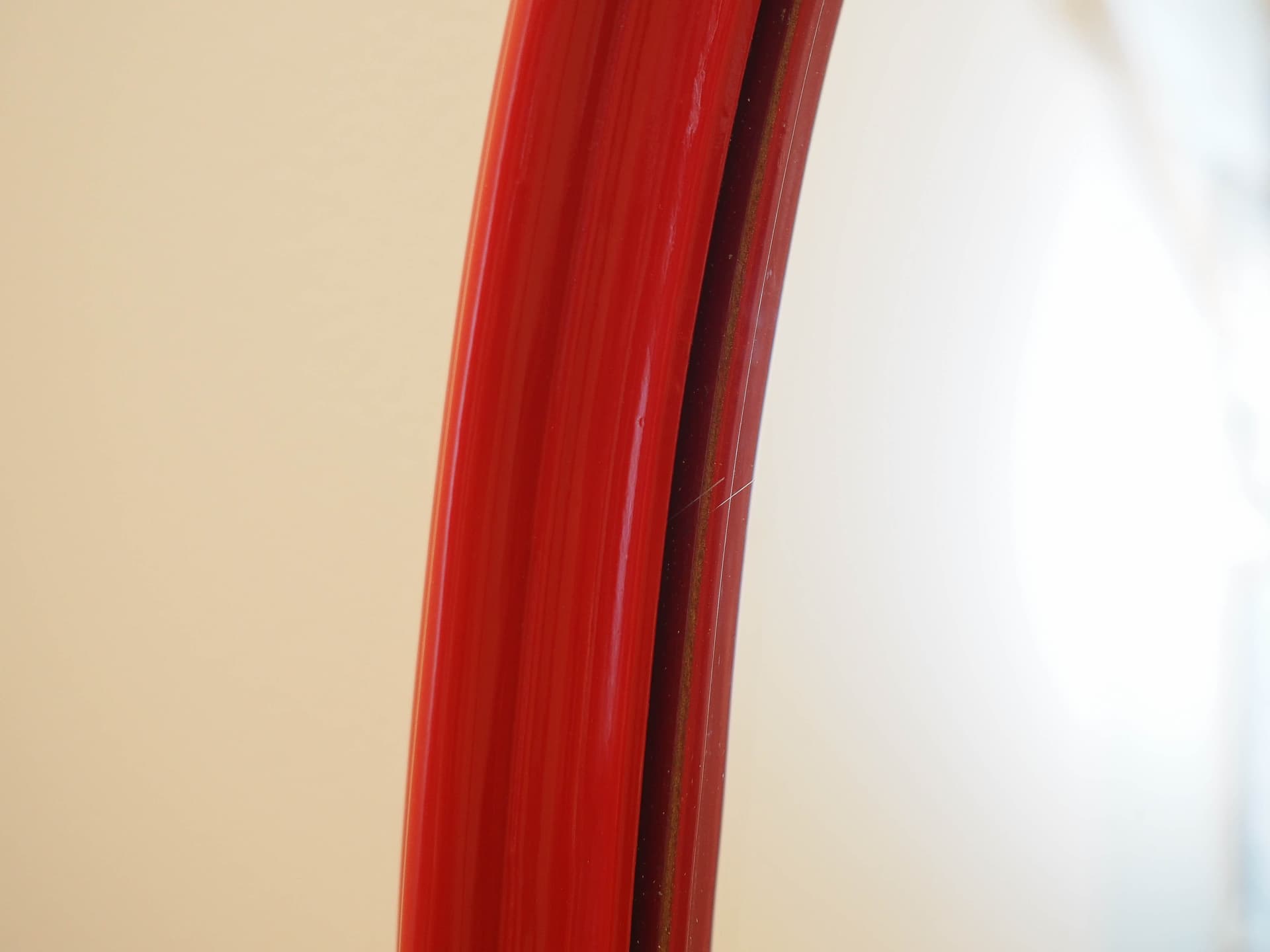 Wall Mirror, red, wood, glass, Denmark, 1970s. - 314559