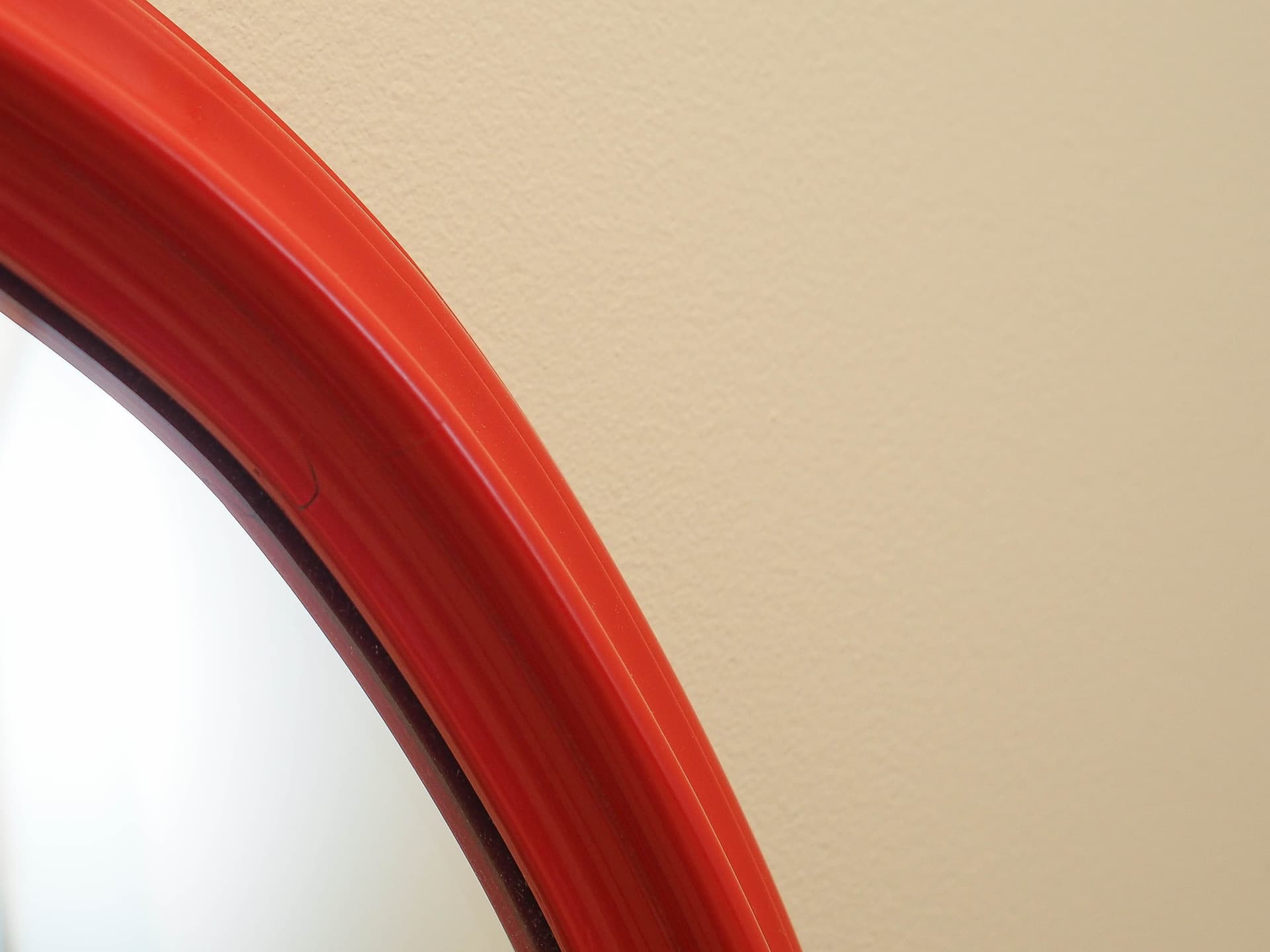 Wall Mirror, red, wood, glass, Denmark, 1970s. - 314555