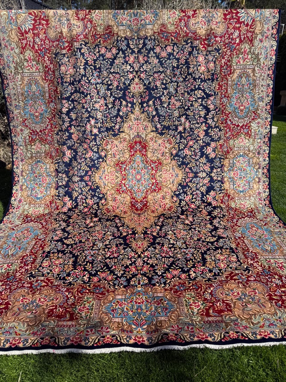 Rug Kirman, 415x300 cm, navy blue, wool, Iran - 314601
