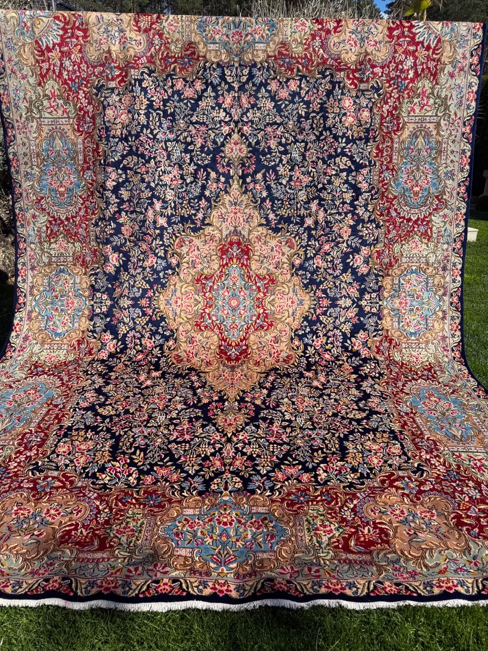 Rug Kirman, 415x300 cm, navy blue, wool, Iran - 314604