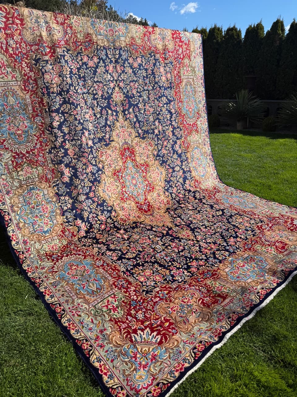 Rug Kirman, 415x300 cm, navy blue, wool, Iran - 314602