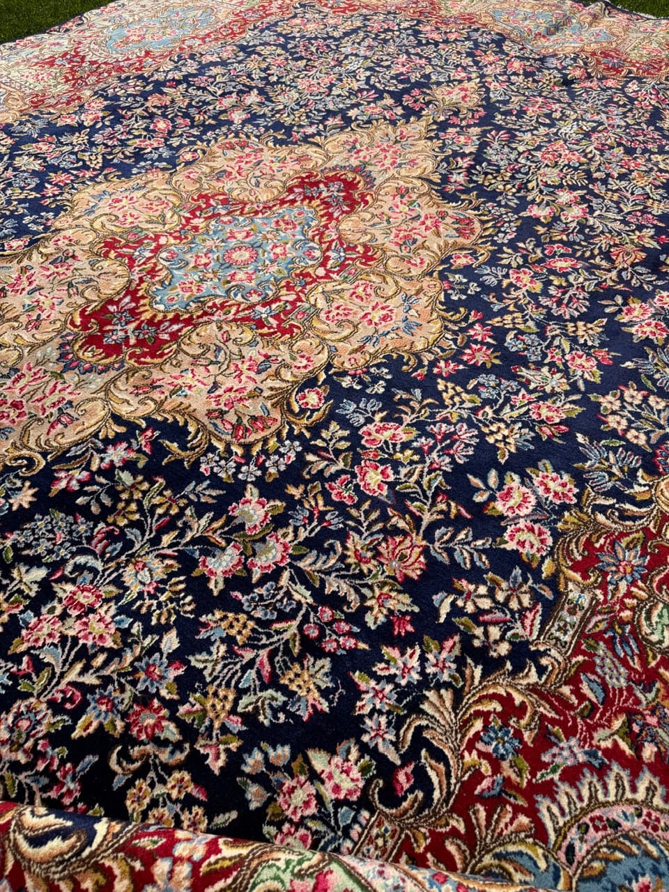 Rug Kirman, 415x300 cm, navy blue, wool, Iran - 314614
