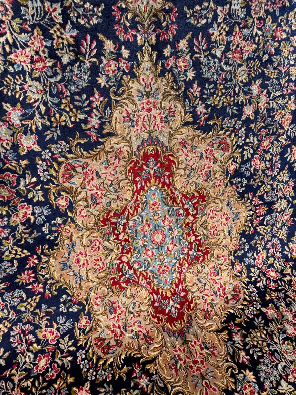 Rug Kirman, 415x300 cm, navy blue, wool, Iran - 314611