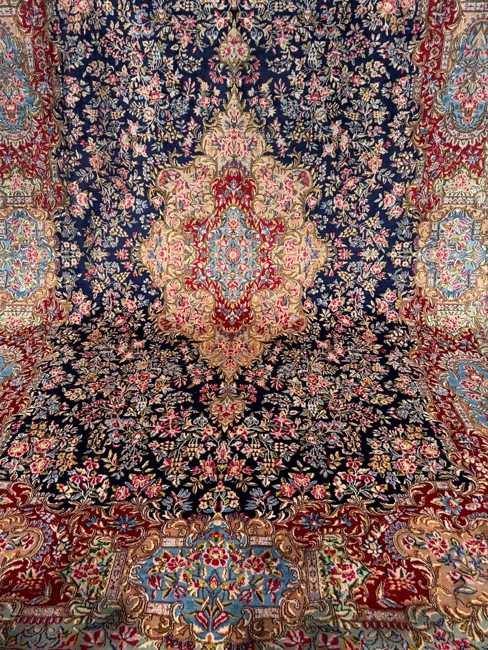 Rug Kirman, 415x300 cm, navy blue, wool, Iran - 314608