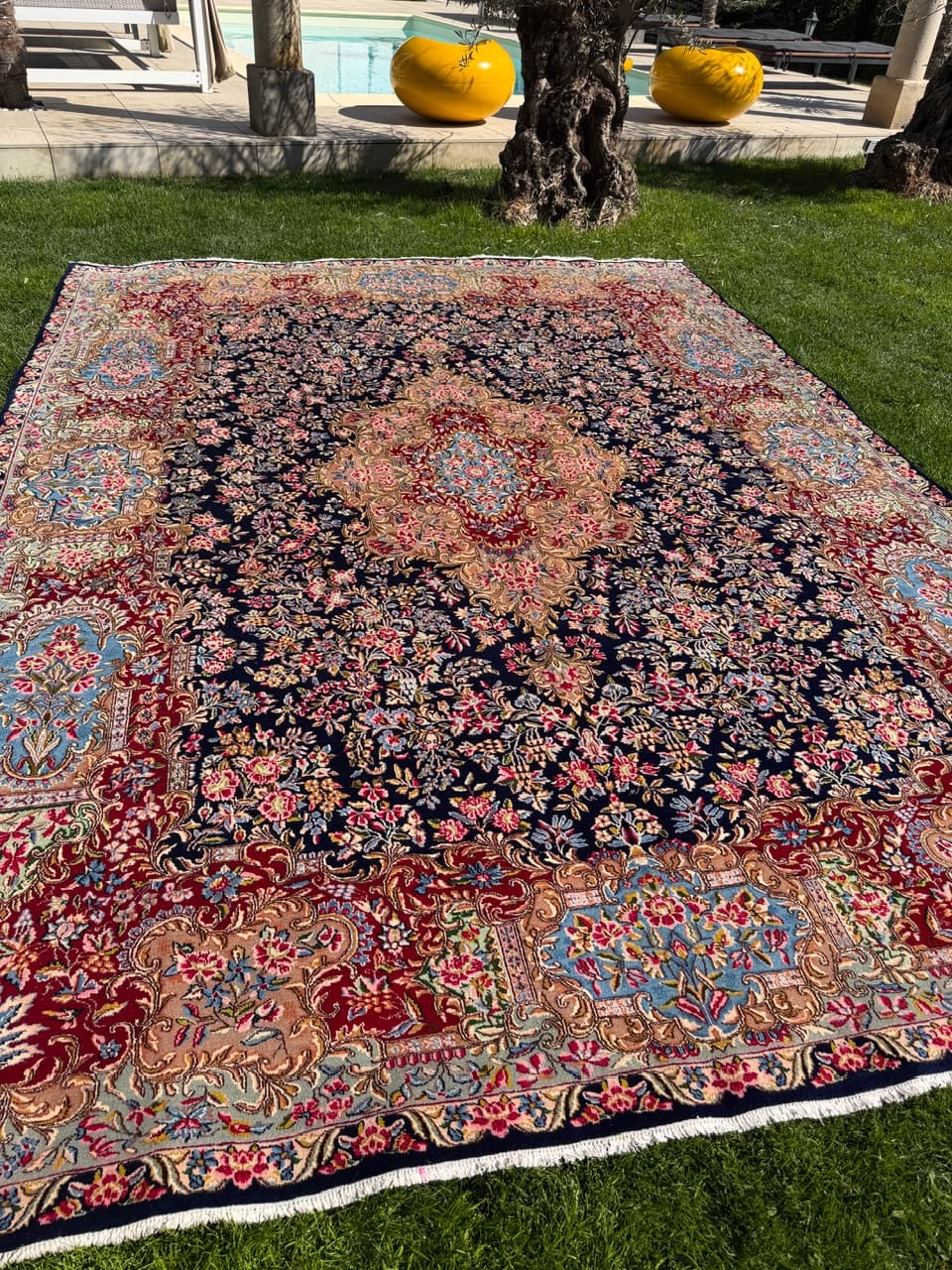 Rug Kirman, 415x300 cm, navy blue, wool, Iran - 314609