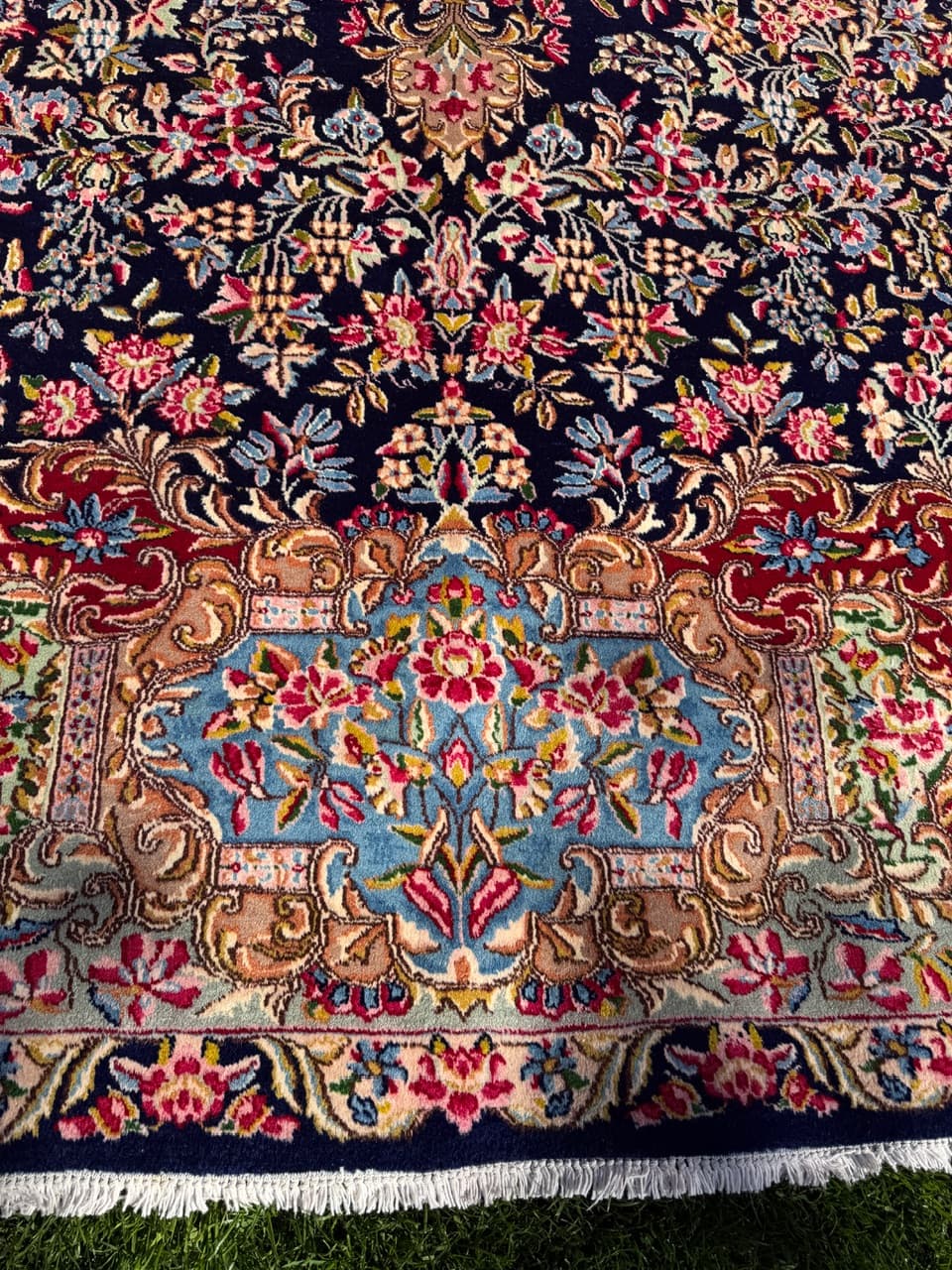 Rug Kirman, 415x300 cm, navy blue, wool, Iran - 314613