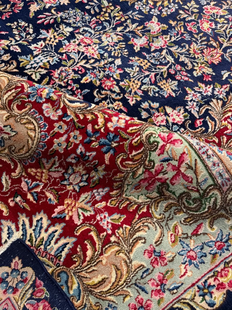 Rug Kirman, 415x300 cm, navy blue, wool, Iran - 314610