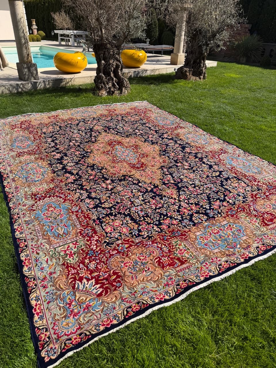 Rug Kirman, 415x300 cm, navy blue, wool, Iran - 314607